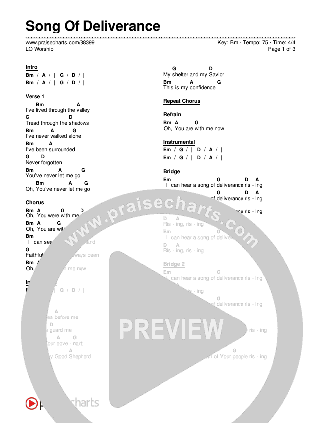 Song Of Deliverance Chord Chart (LO Worship)
