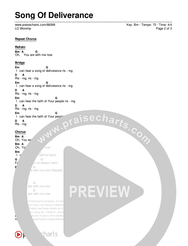 Song Of Deliverance Chord Chart (LO Worship)