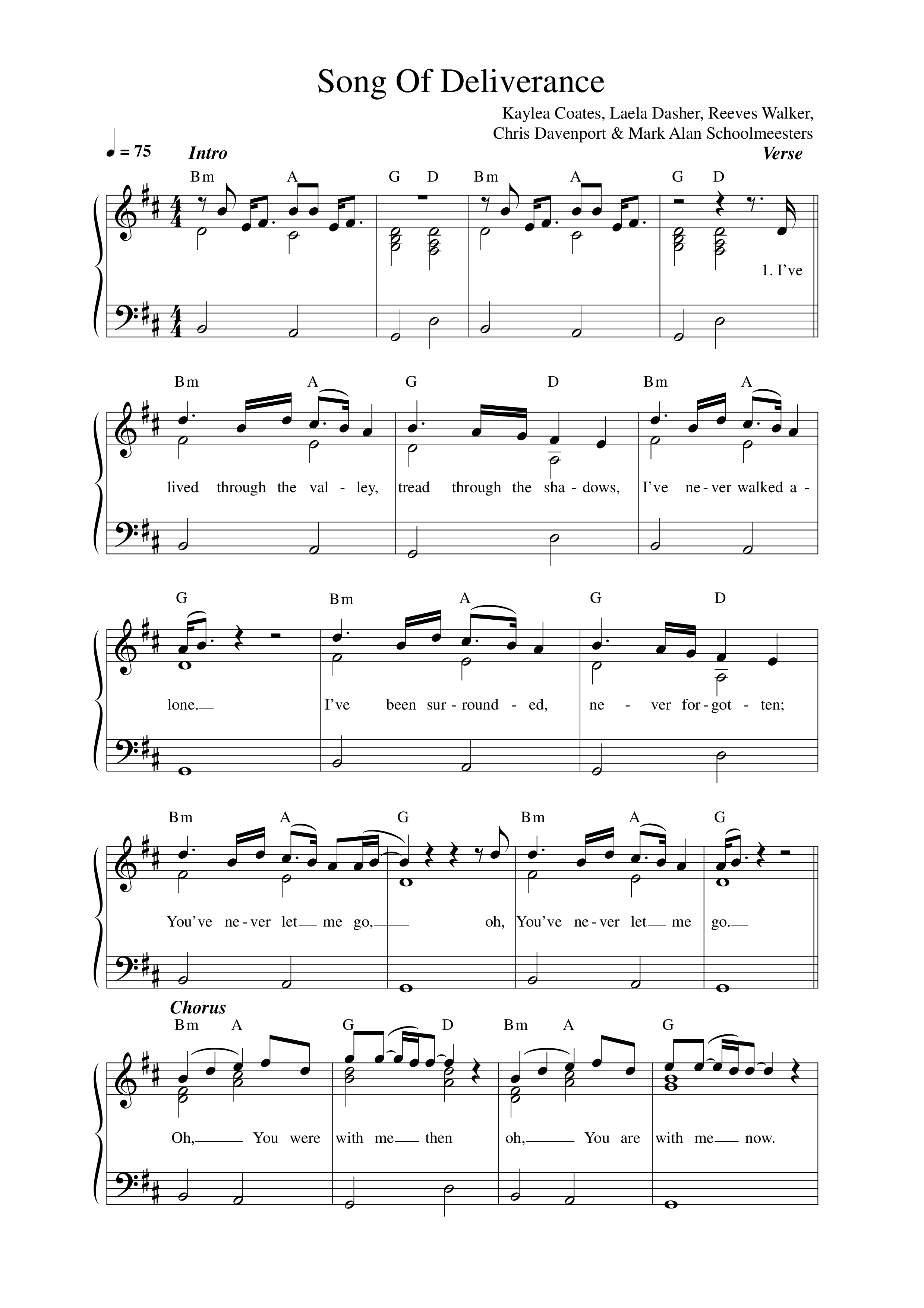 Song Of Deliverance Lead Sheet Melody (LO Worship)