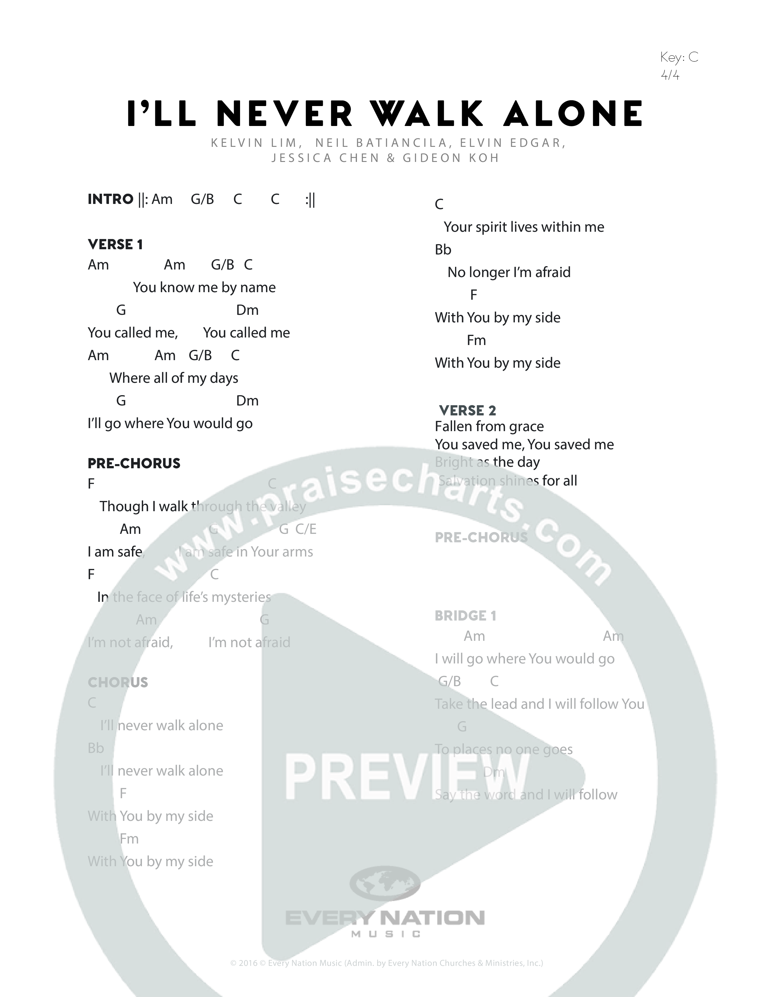 I'll Never Walk Alone Chord Chart (Every Nation Music)