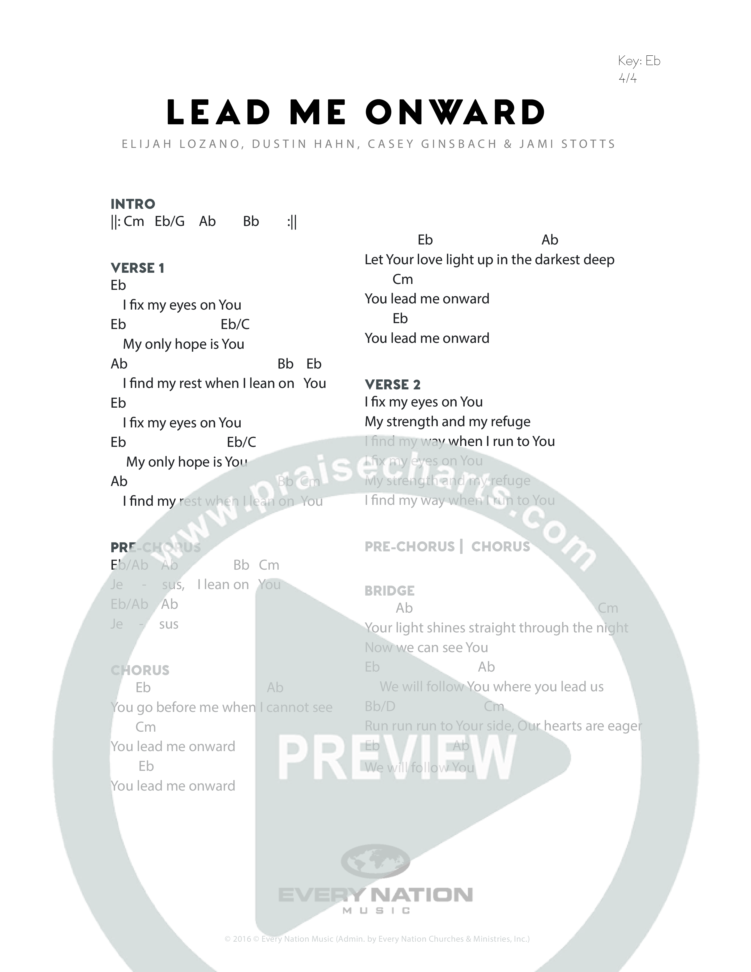 Lead Me Onward Chord Chart (Every Nation Music)