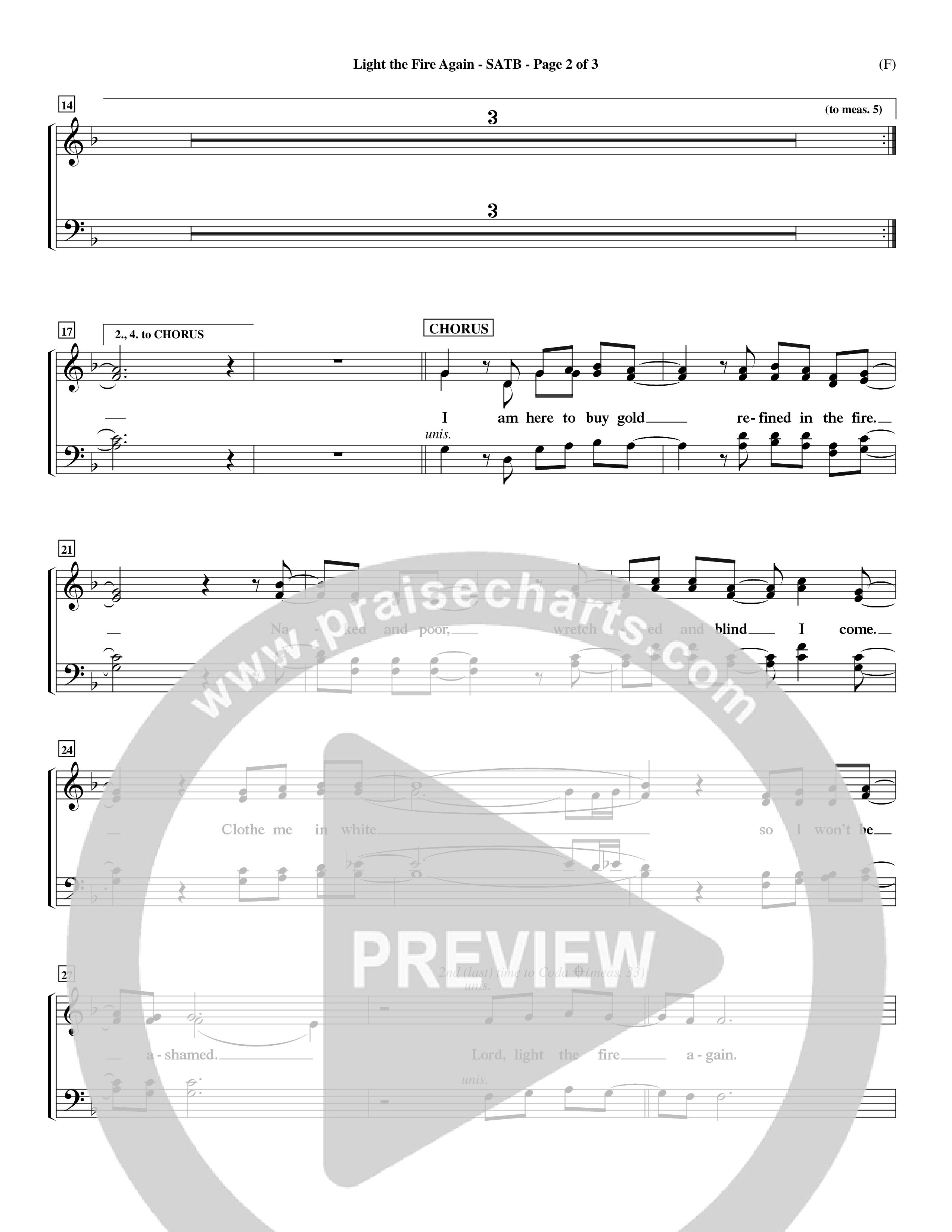 Light The Fire Again (Choral Anthem SATB) Choir Sheet (SATB) (Word Music Choral / Orch. Jim Gray)