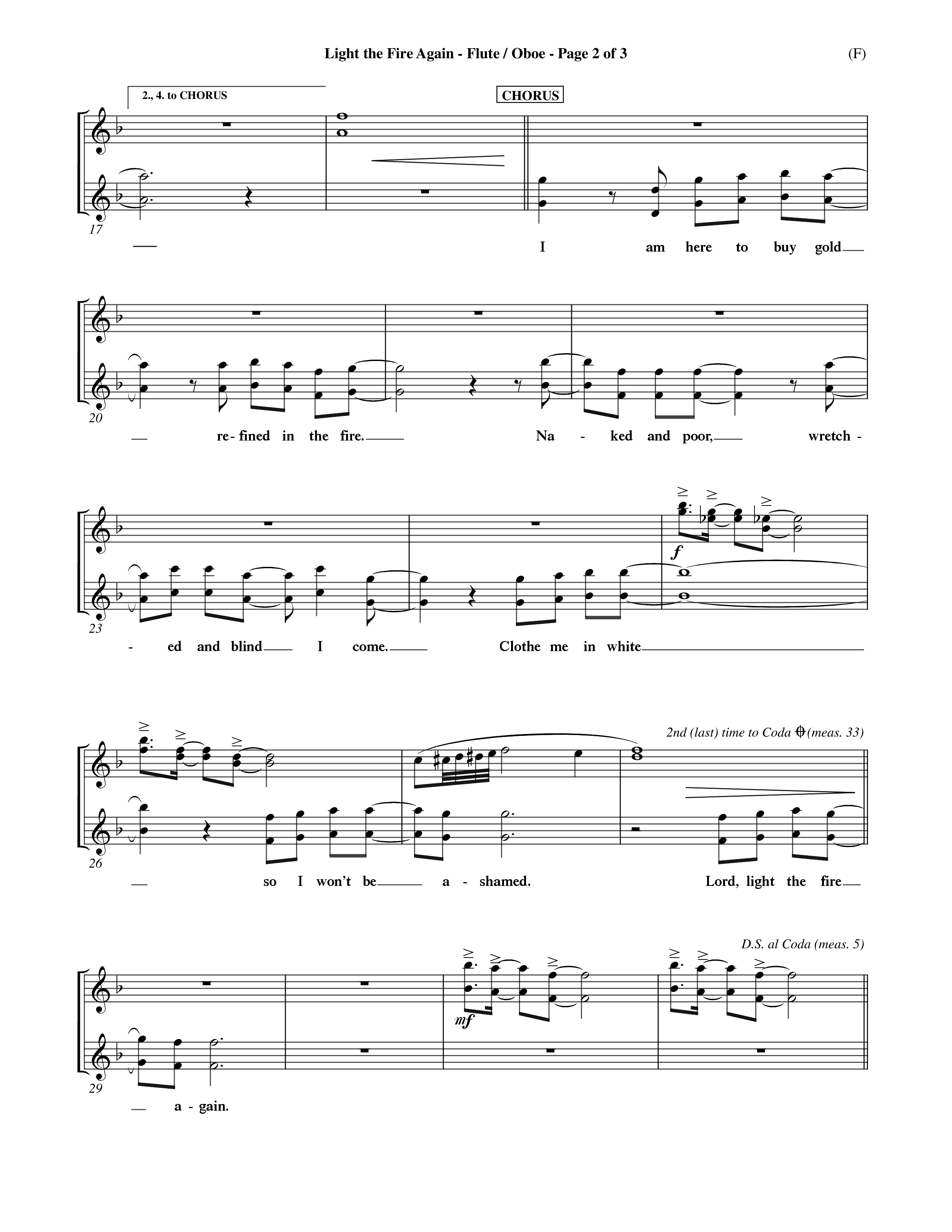Light The Fire Again (Choral Anthem SATB) Flute/Oboe (Word Music Choral / Orch. Jim Gray)