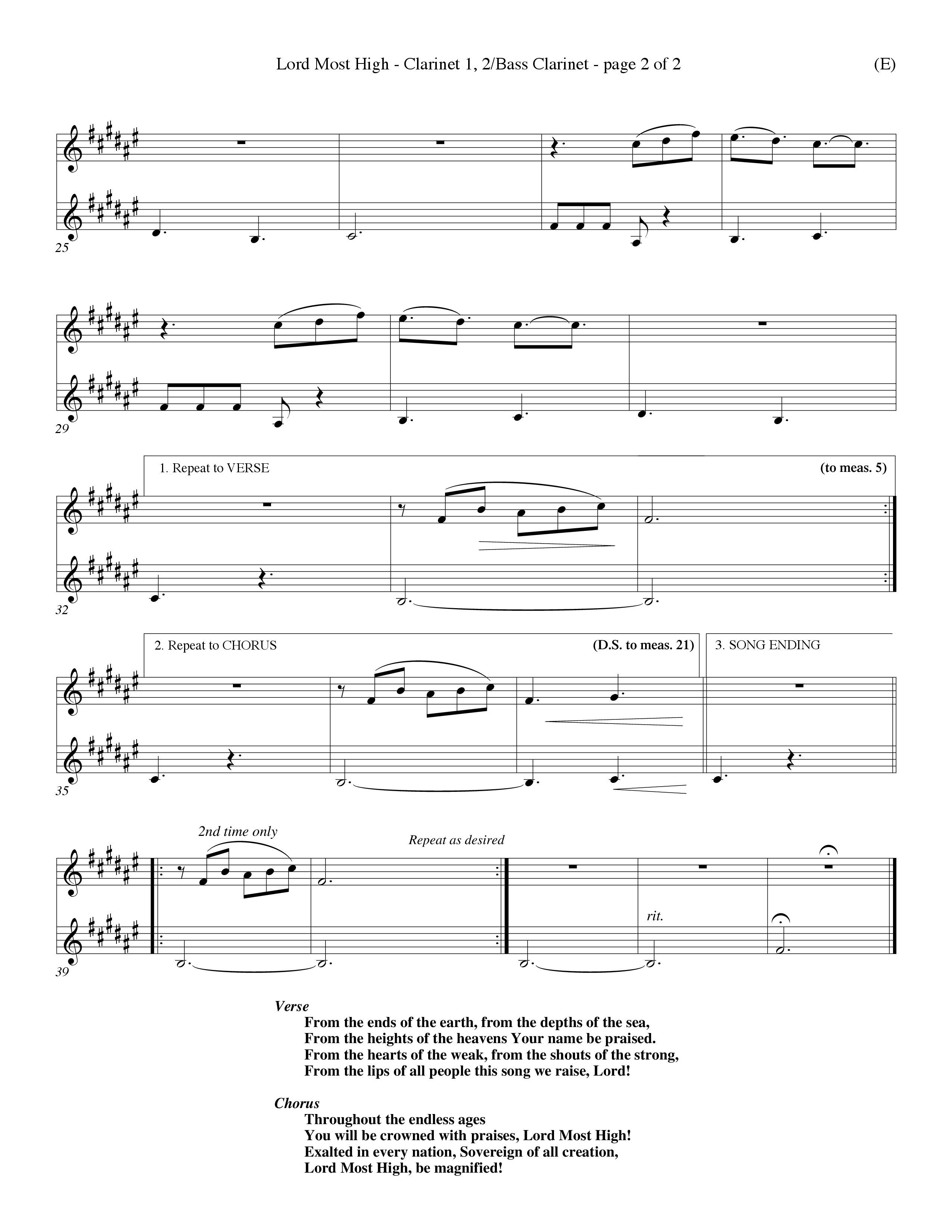Lord Most High (Choral Anthem SATB) Clarinet 1/2, Bass Clarinet (Word Music Choral / Orch. Dave Williamson)