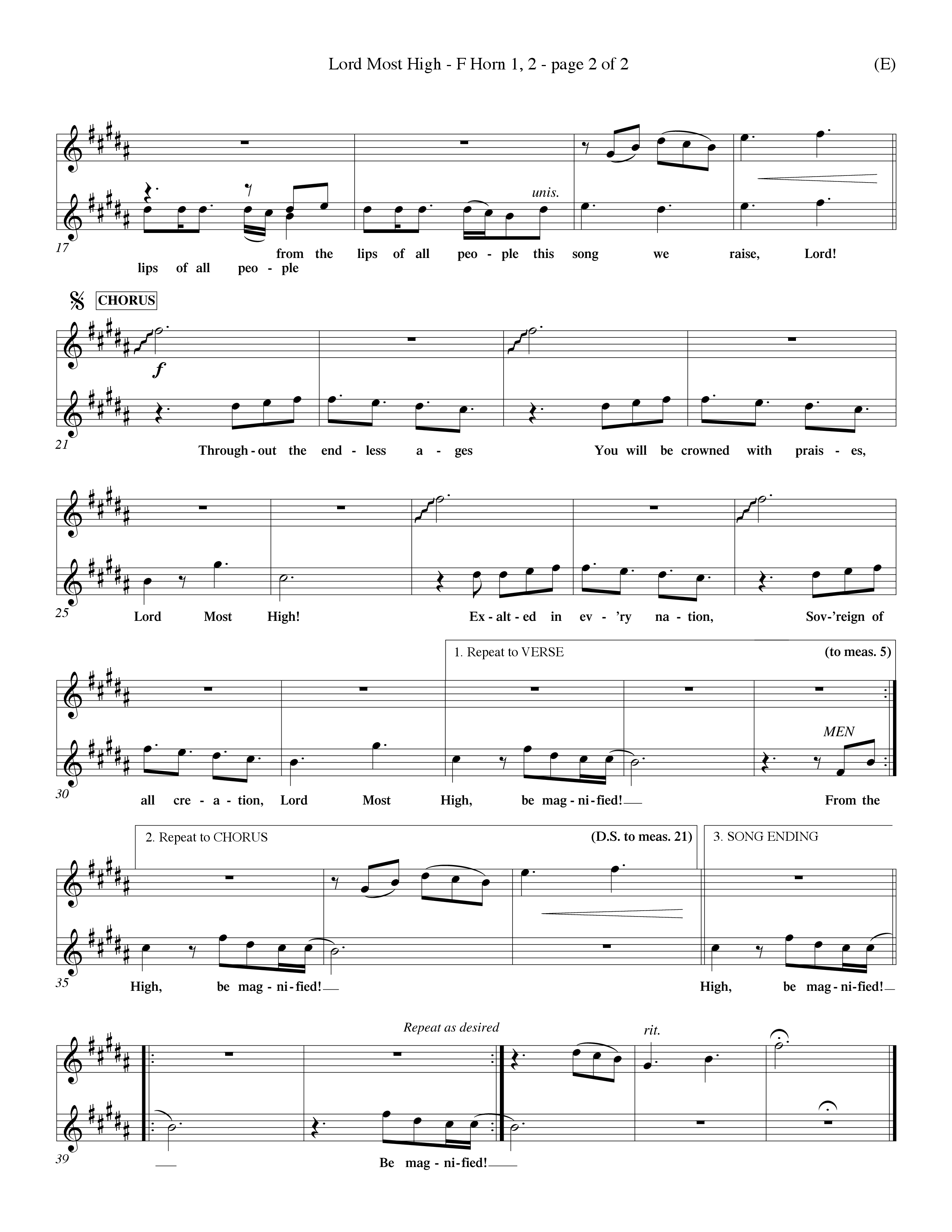 Lord Most High (Choral Anthem SATB) French Horn (Word Music Choral / Orch. Dave Williamson)