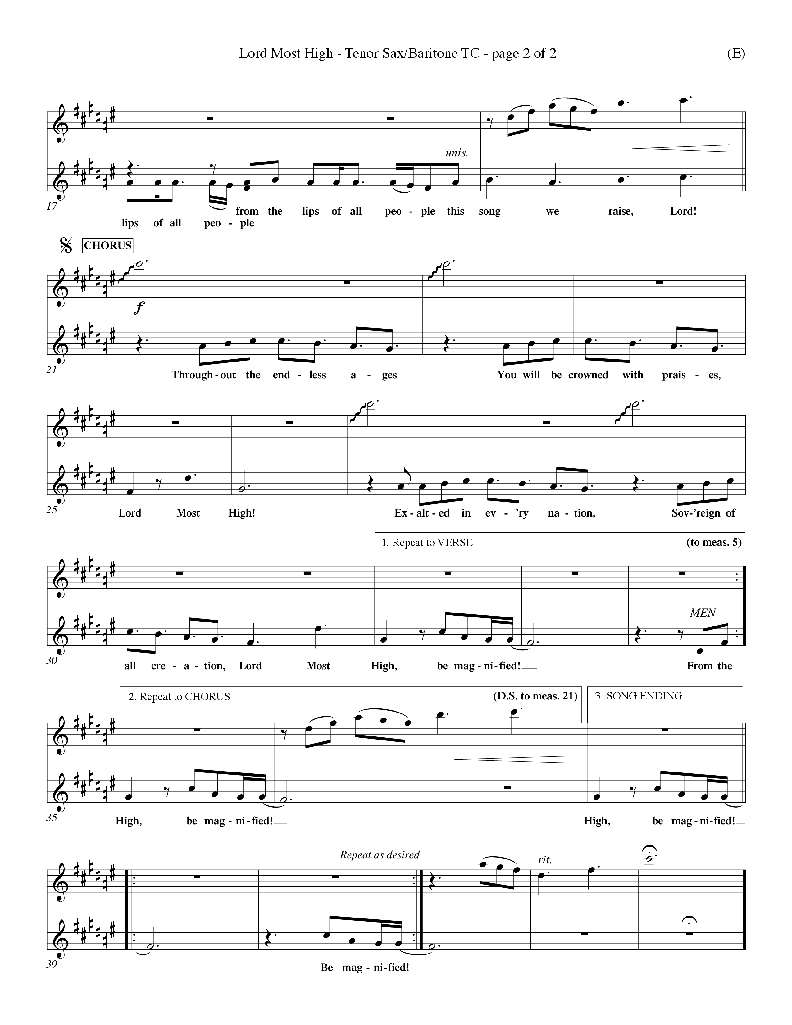 Lord Most High (Choral Anthem SATB) Tenor Sax/Baritone T.C. (Word Music Choral / Orch. Dave Williamson)