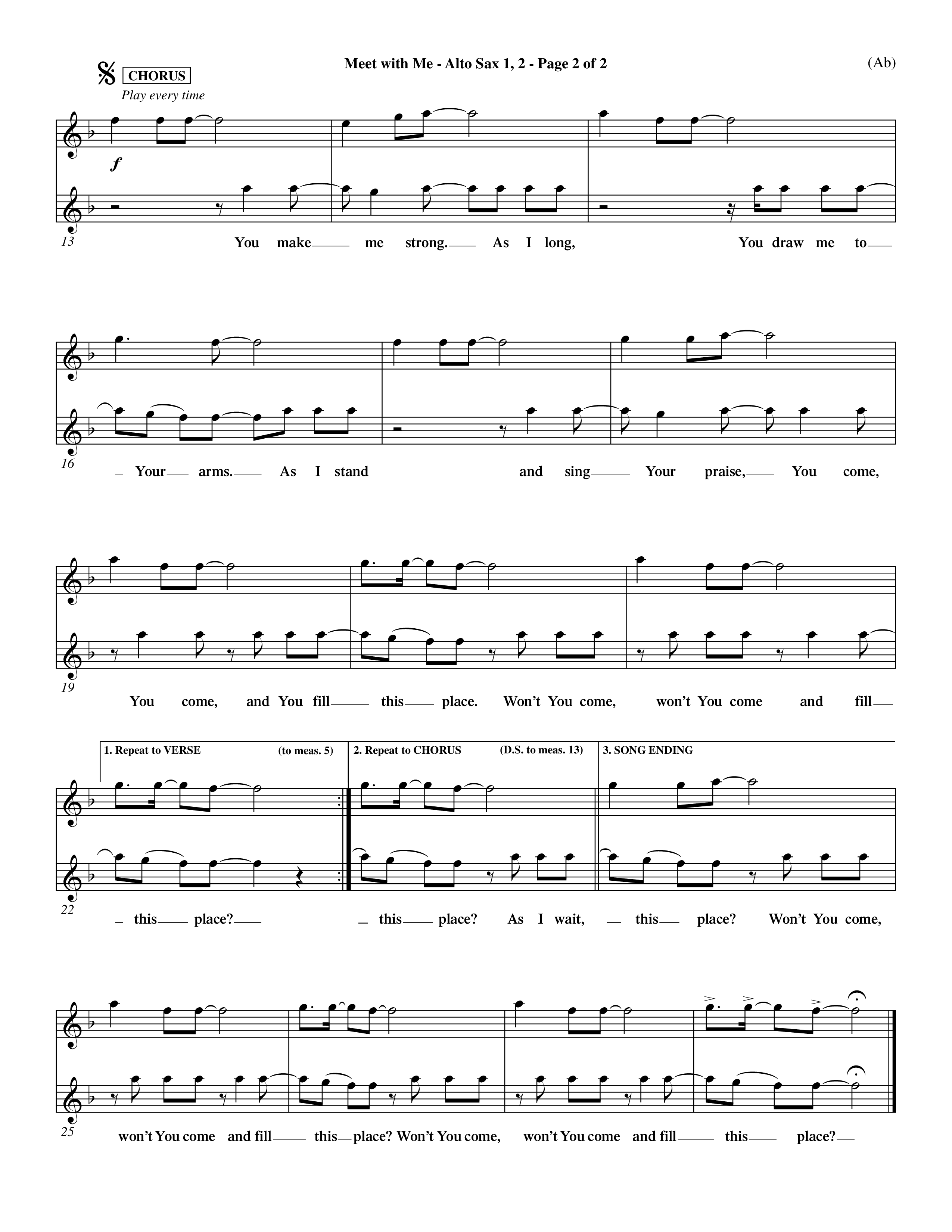 Meet With Me (Choral Anthem SATB) Alto Sax 1/2 (Word Music Choral / Orch. Paul Nelson)