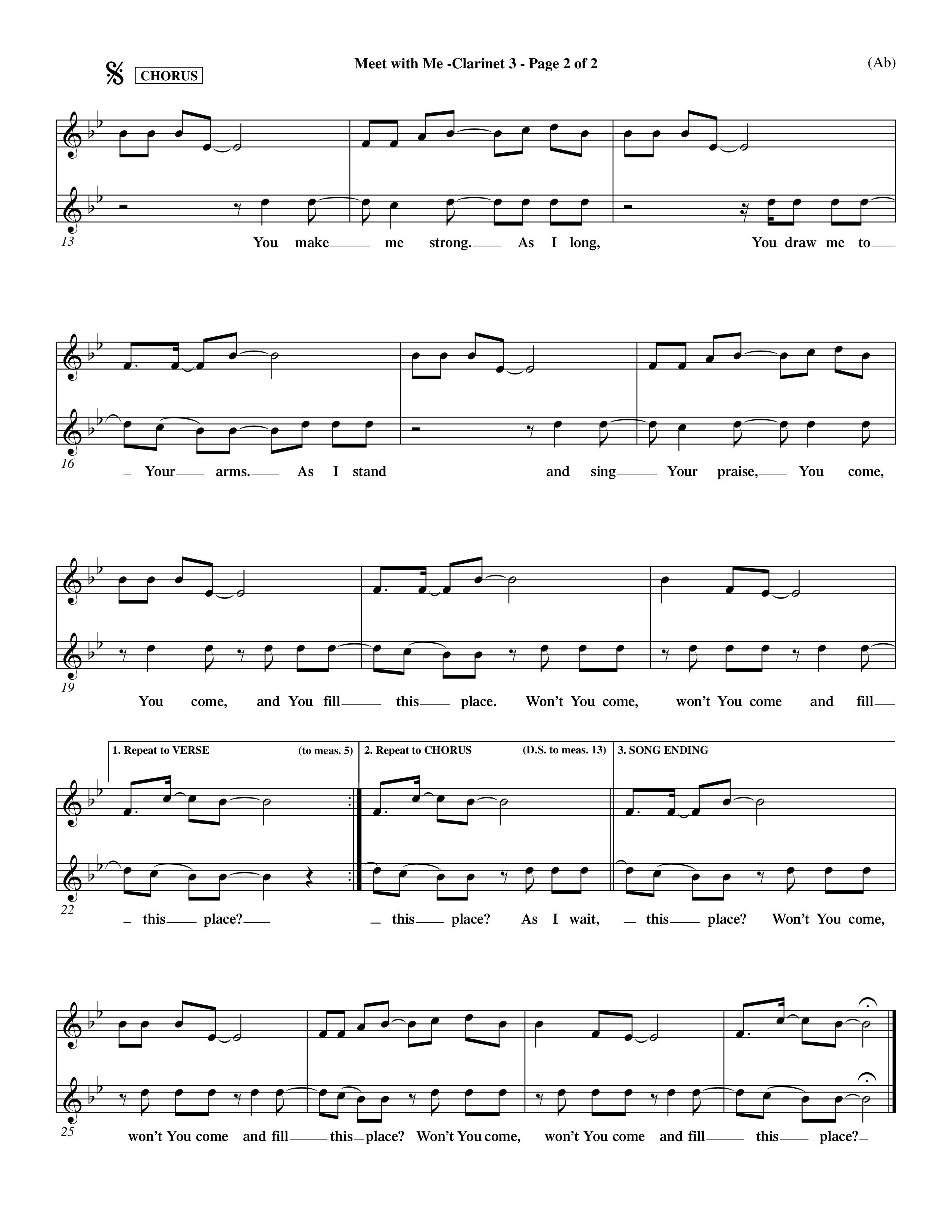Meet With Me (Choral Anthem SATB) Clarinet 3 (Word Music Choral / Orch. Paul Nelson)