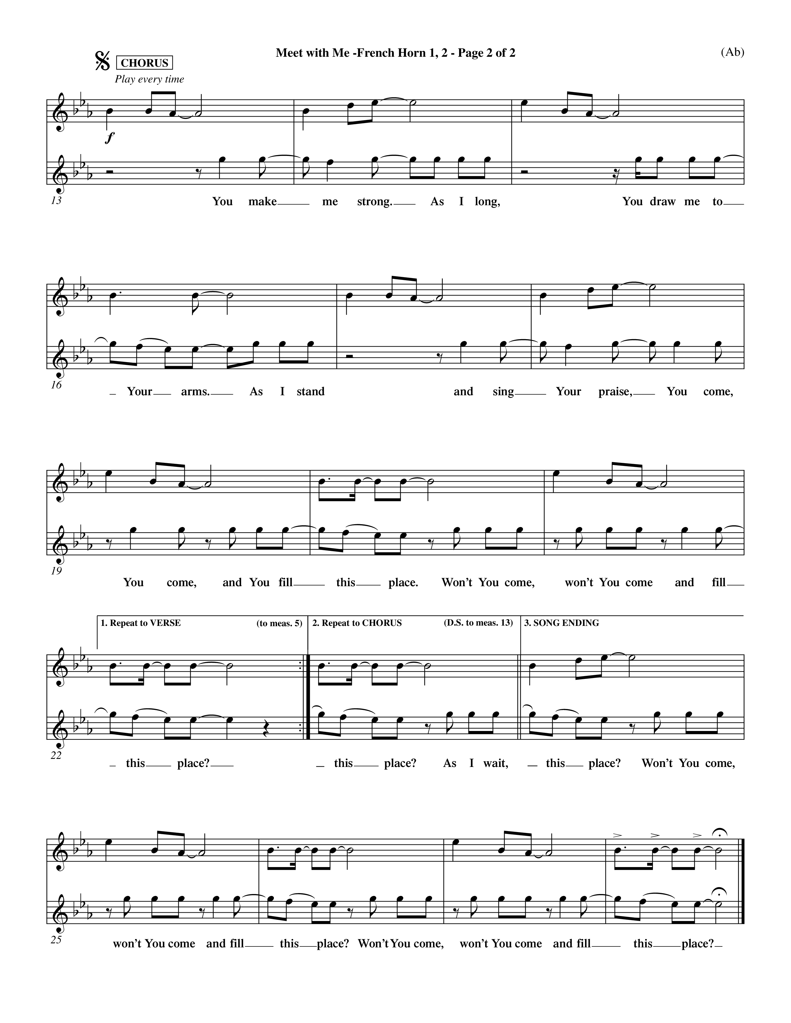 Meet With Me (Choral Anthem SATB) French Horn (Word Music Choral / Orch. Paul Nelson)
