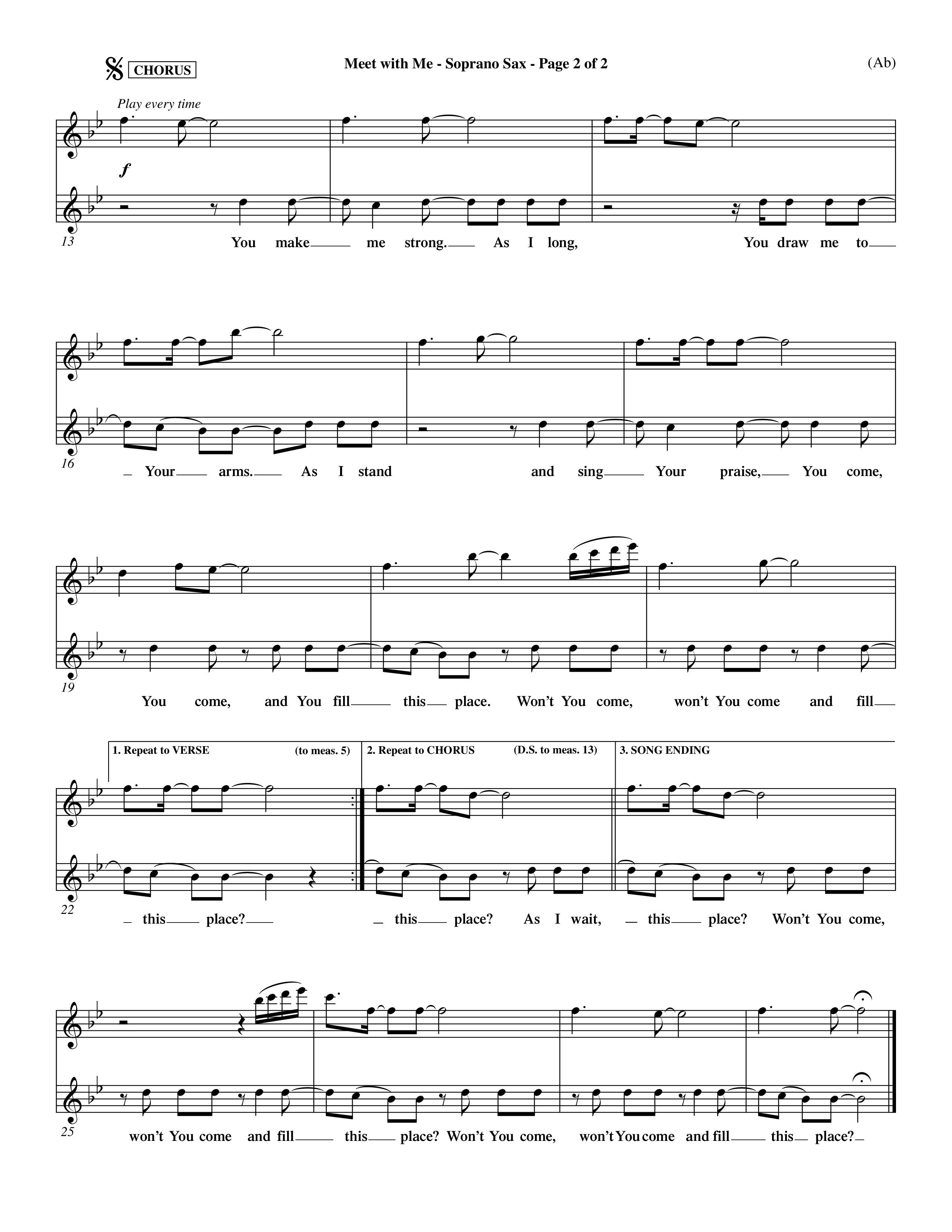 Meet With Me (Choral Anthem SATB) Saxophone (Word Music Choral / Orch. Paul Nelson)