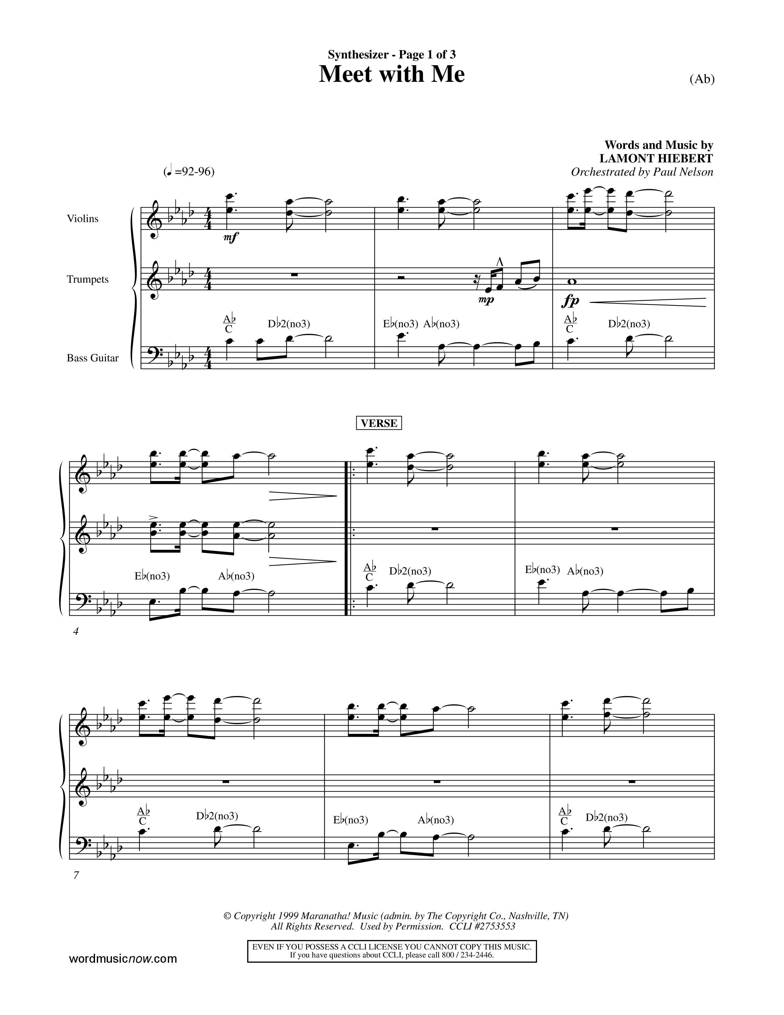 Meet With Me (Choral Anthem SATB) Synth (Word Music Choral / Orch. Paul Nelson)
