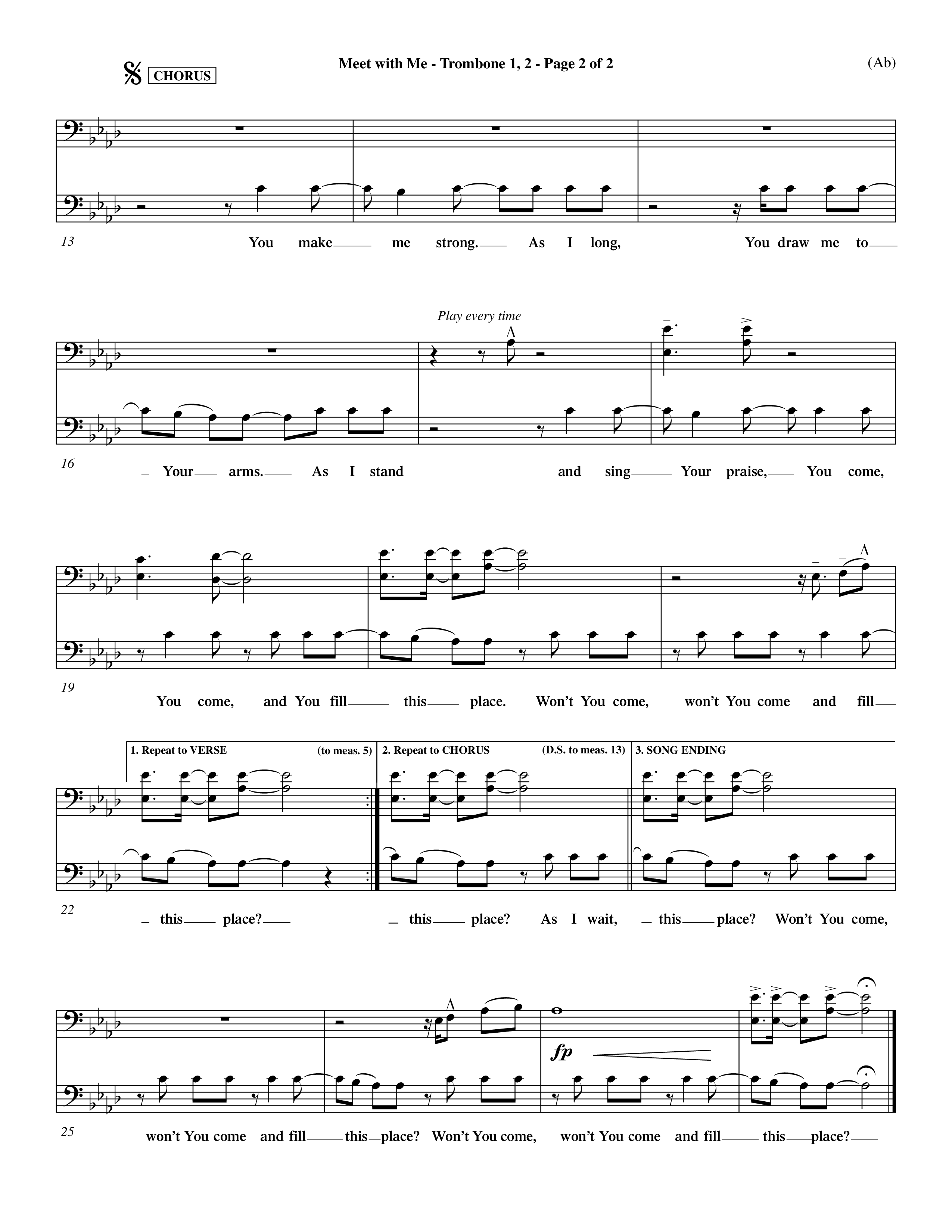 Meet With Me (Choral Anthem SATB) Trombone 1/2 (Word Music Choral / Orch. Paul Nelson)