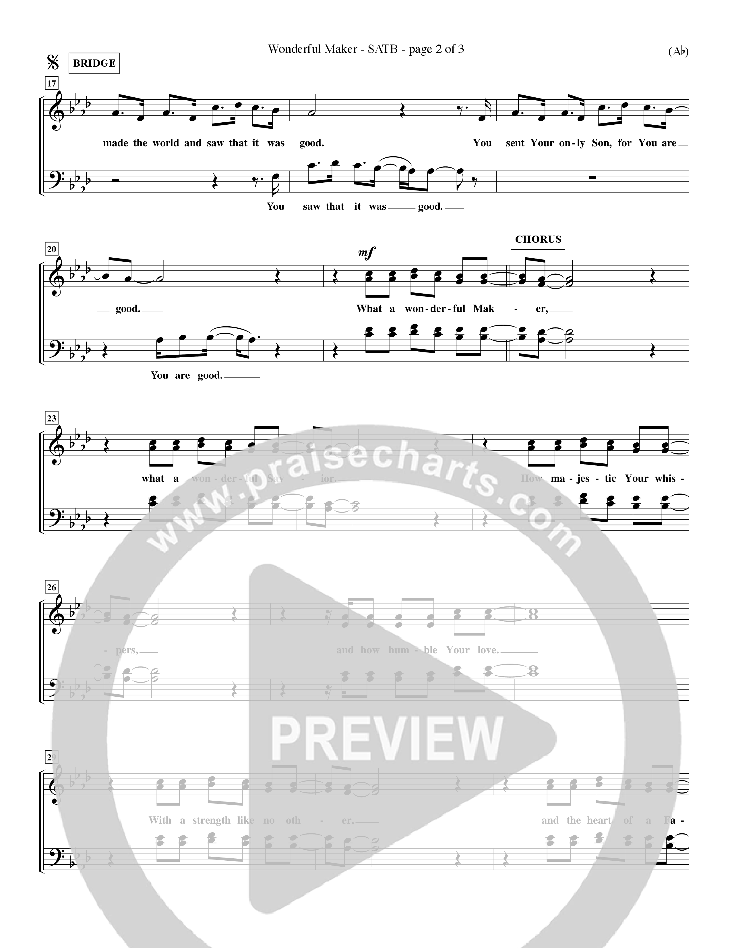 Wonderful Maker (Choral Anthem SATB) Choir Sheet (SATB) (Word Music Choral / Orch. David Winkler)