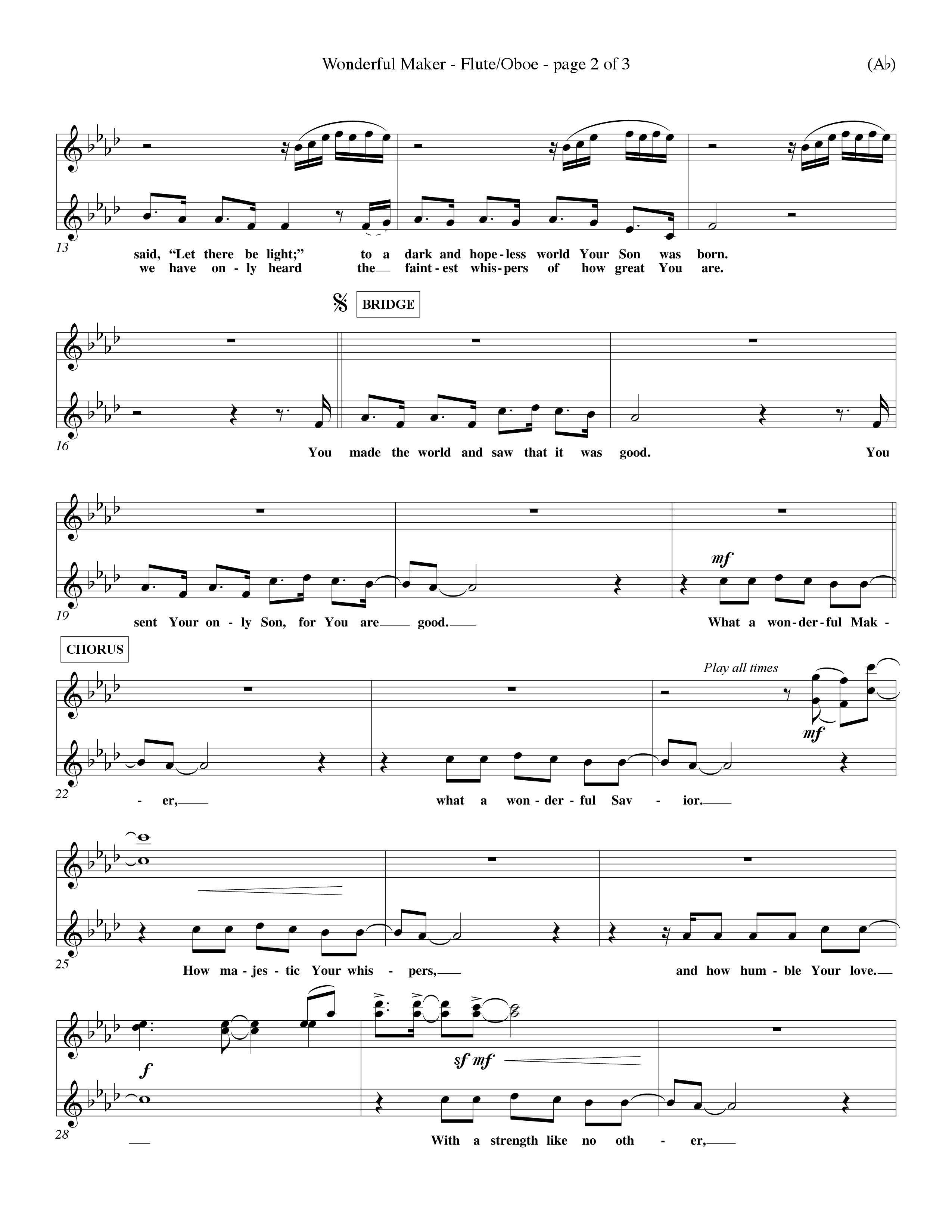Wonderful Maker (Choral Anthem SATB) Flute/Oboe (Word Music Choral / Orch. David Winkler)
