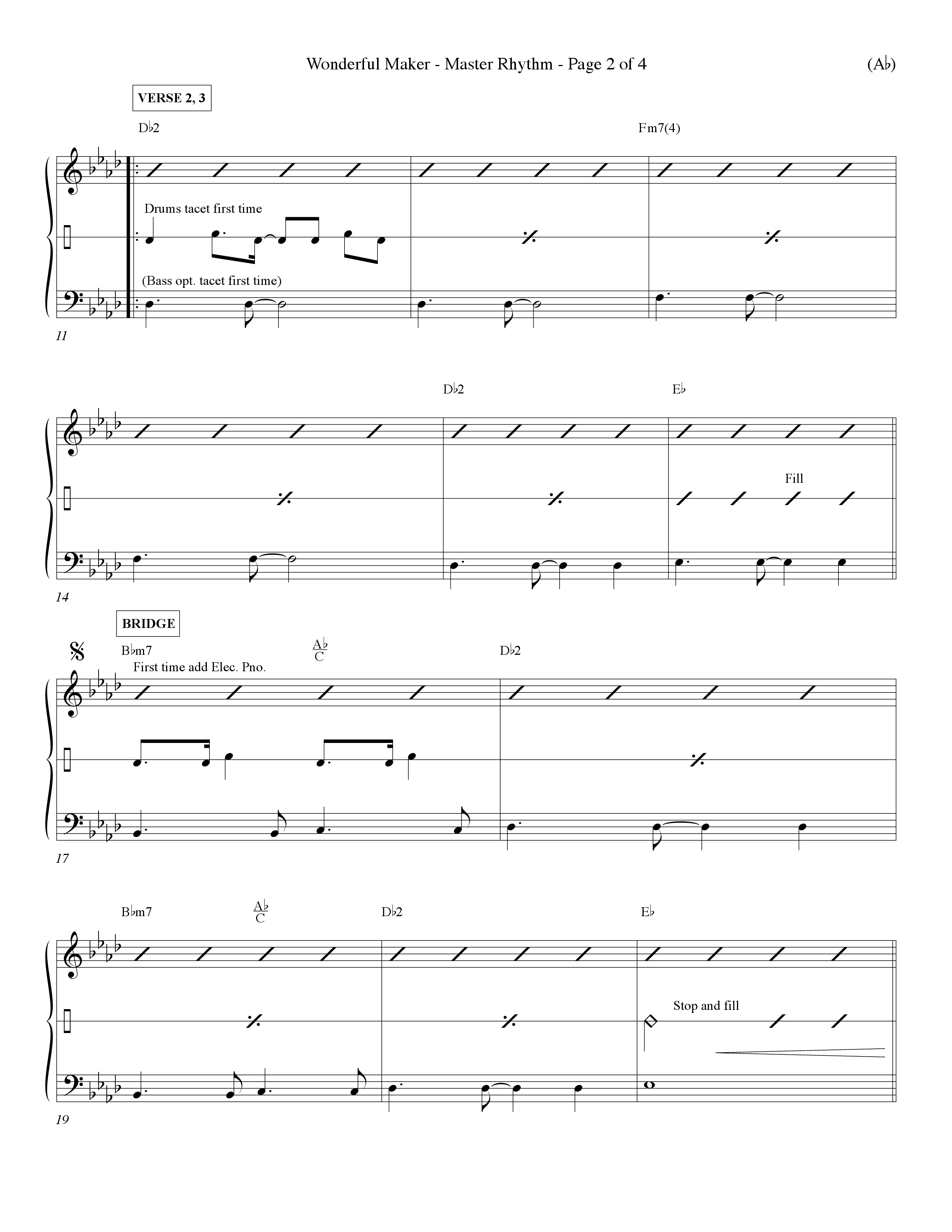 Wonderful Maker (Choral Anthem SATB) Rhythm Chart (Word Music Choral / Orch. David Winkler)