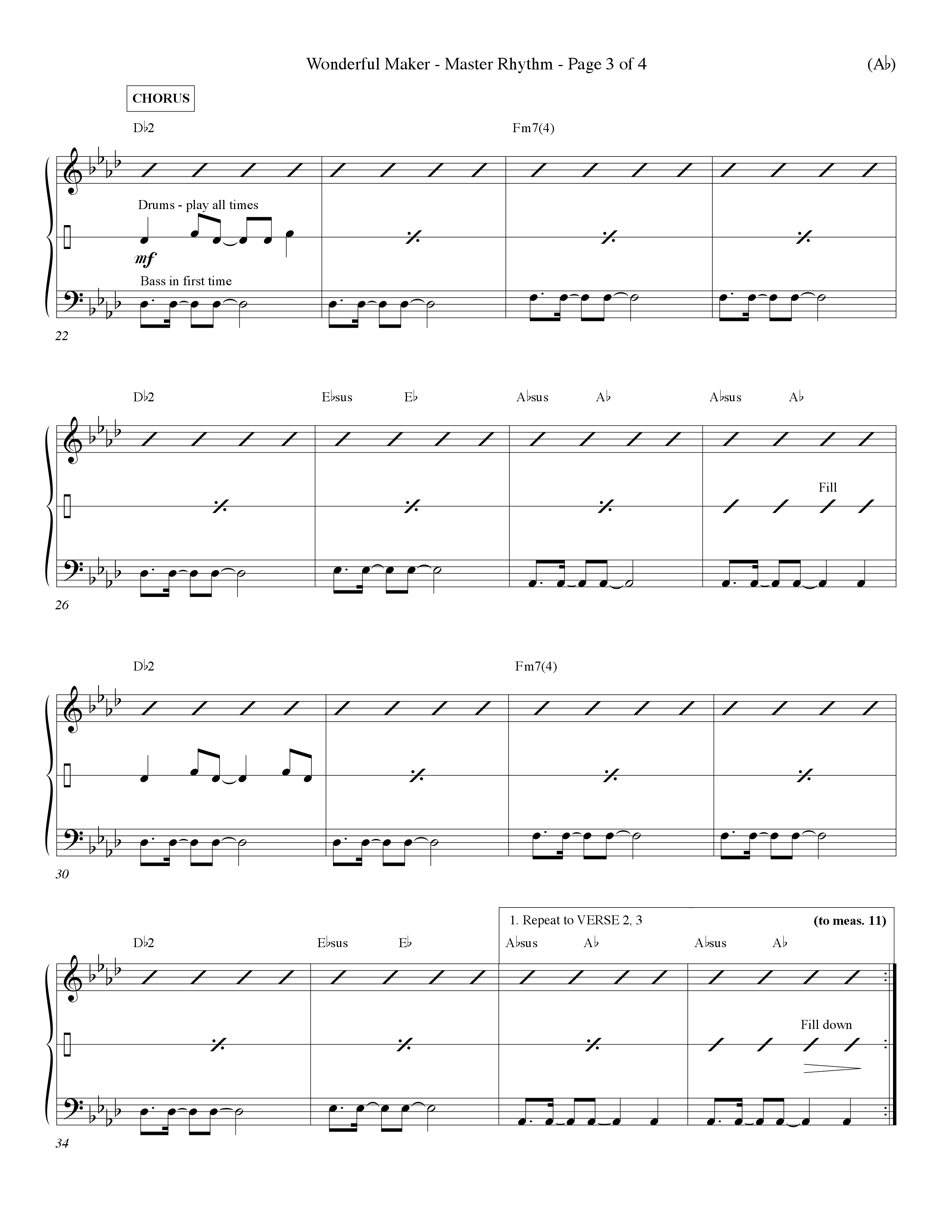 Wonderful Maker (Choral Anthem SATB) Rhythm Chart (Word Music Choral / Orch. David Winkler)