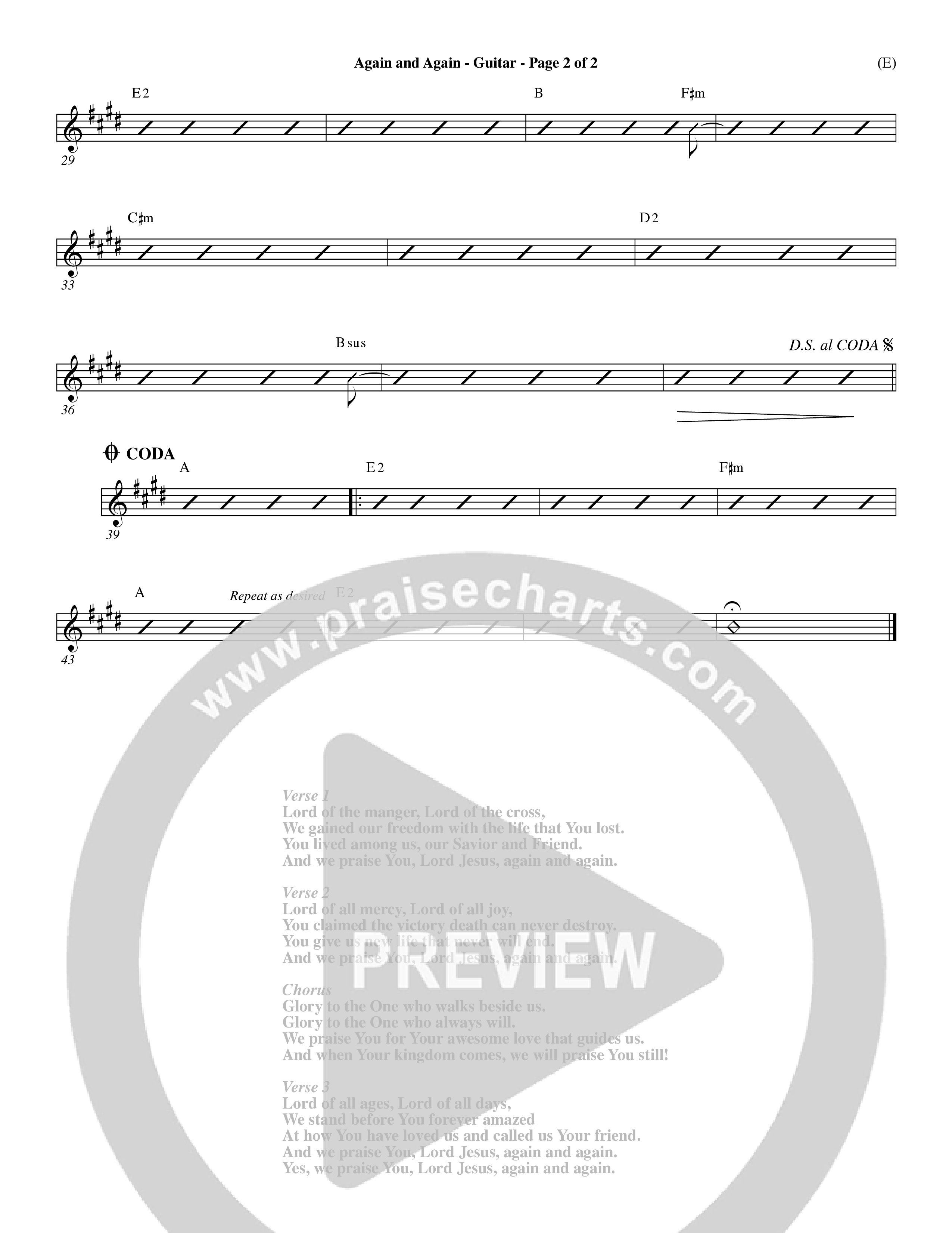 Again And Again (Choral Anthem SATB) Acoustic Guitar (Word Music Choral / Orch. Dave Williamson)
