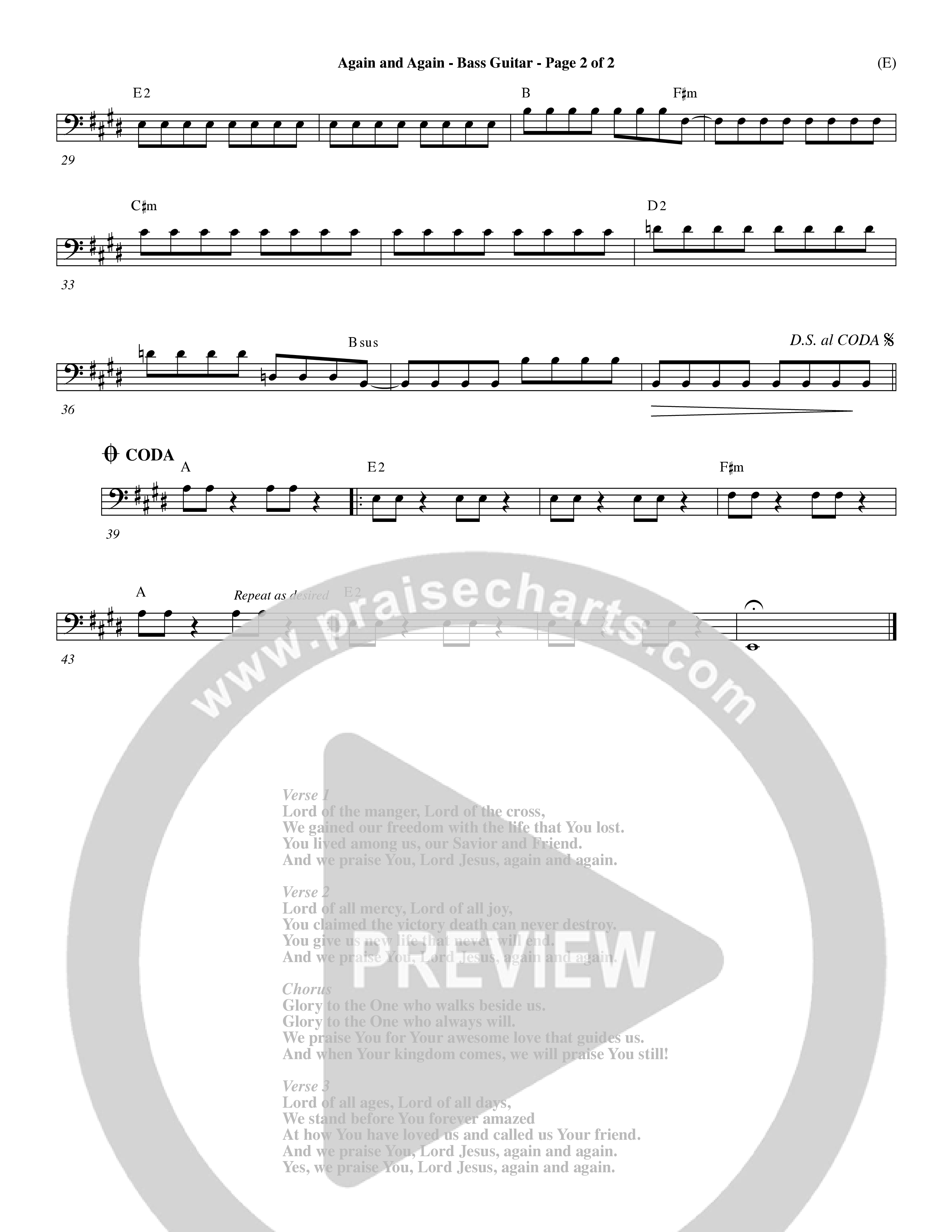 Again And Again (Choral Anthem SATB) Bass Guitar (Word Music Choral / Orch. Dave Williamson)
