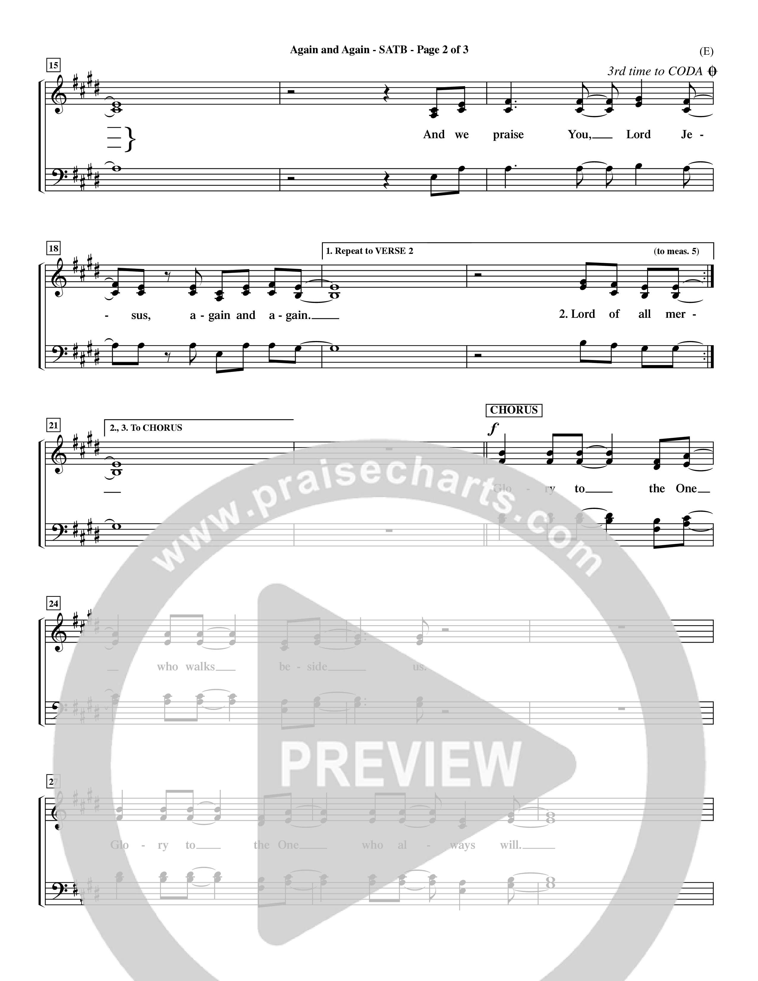 Again And Again (Choral Anthem SATB) Choir Sheet (SATB) (Word Music Choral / Orch. Dave Williamson)