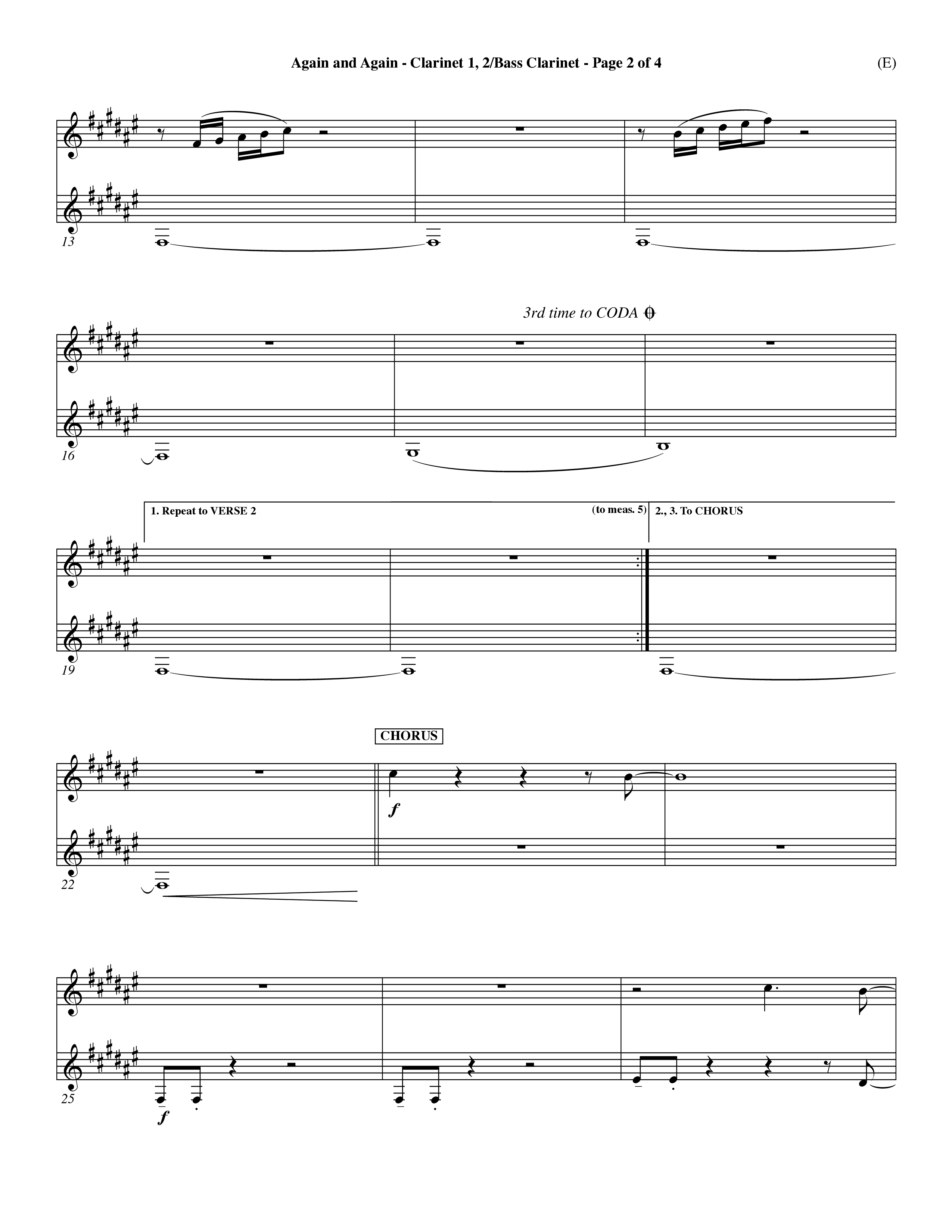 Again And Again (Choral Anthem SATB) Clarinet 1/2, Bass Clarinet (Word Music Choral / Orch. Dave Williamson)