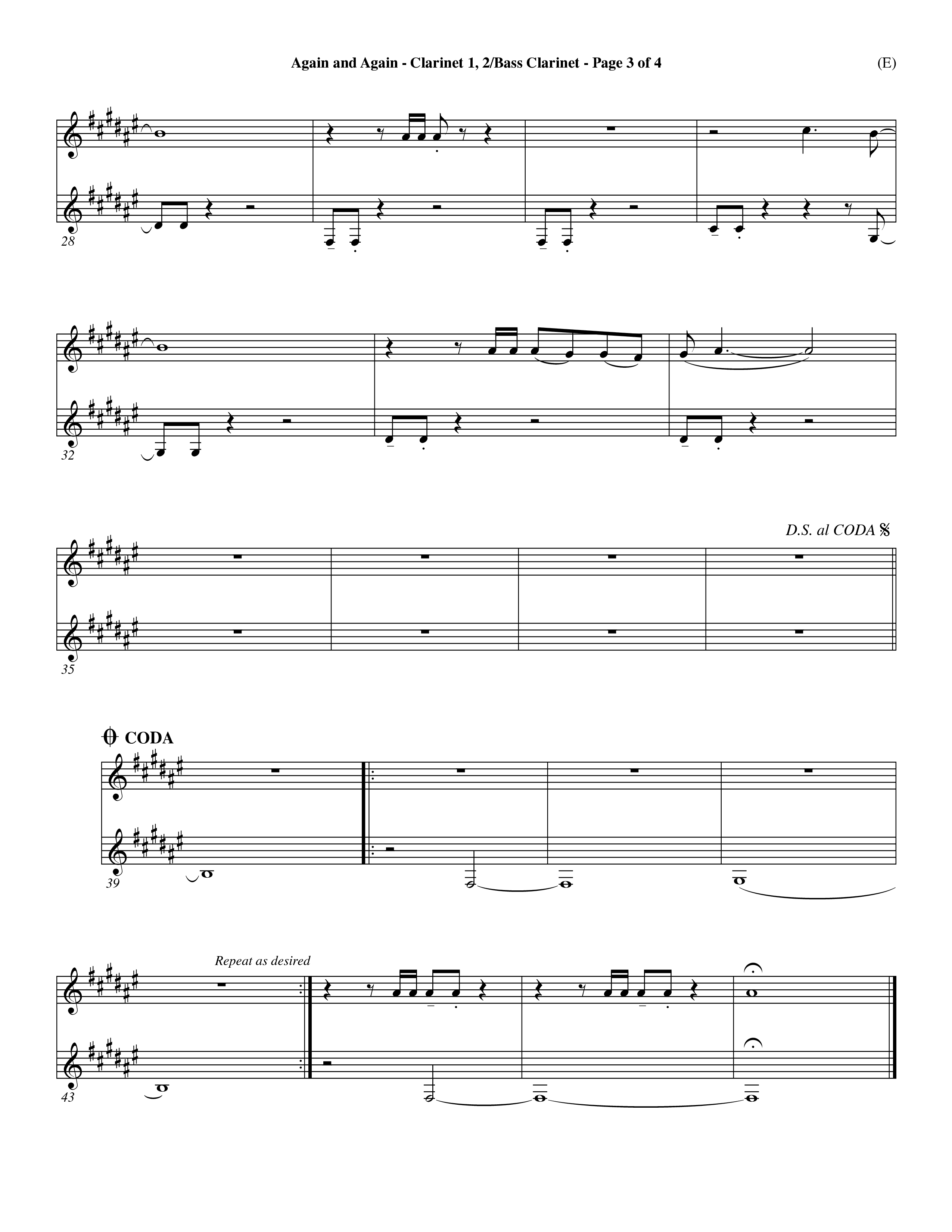 Again And Again (Choral Anthem SATB) Clarinet 1/2, Bass Clarinet (Word Music Choral / Orch. Dave Williamson)