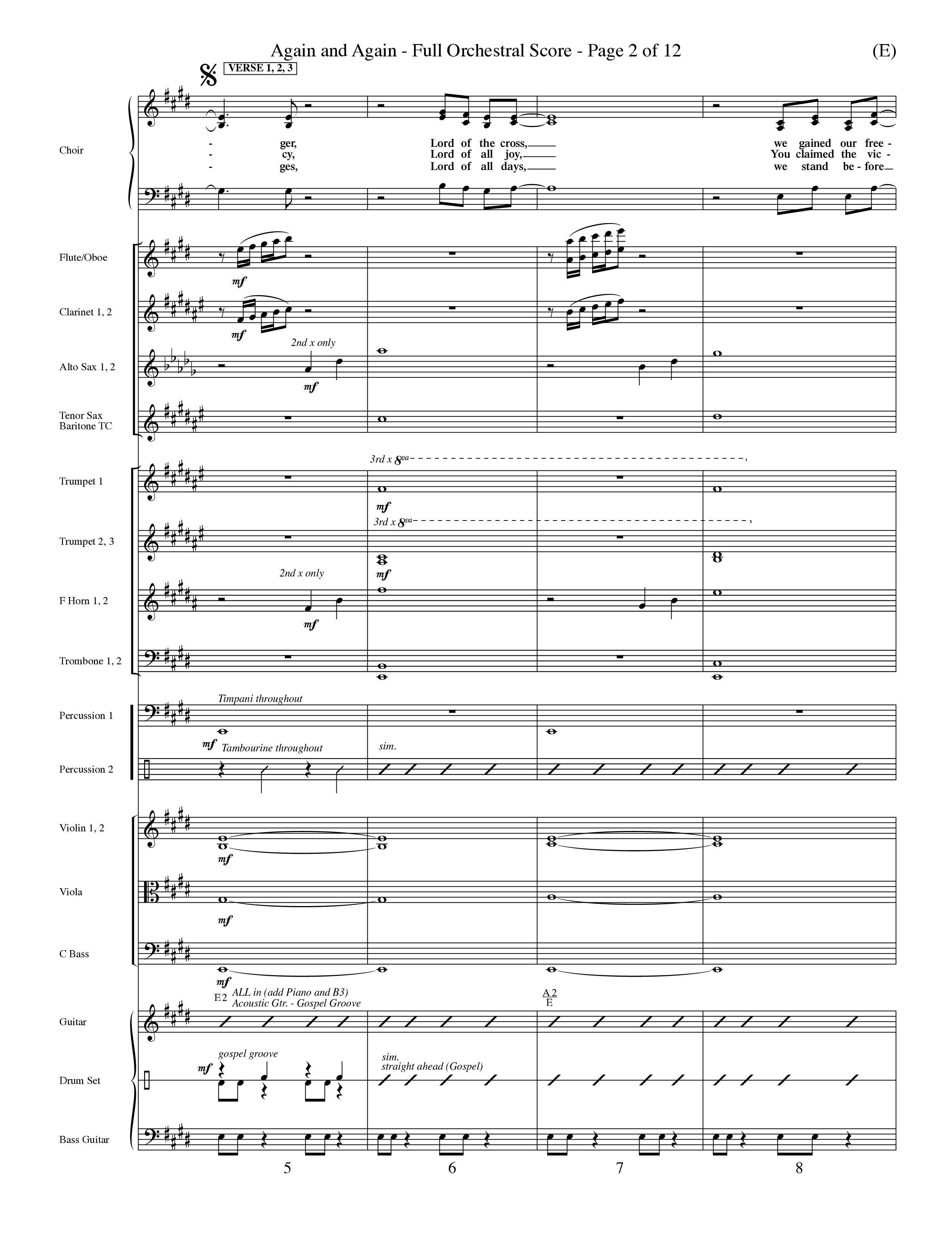 Again And Again (Choral Anthem SATB) Orchestration (Word Music Choral / Orch. Dave Williamson)