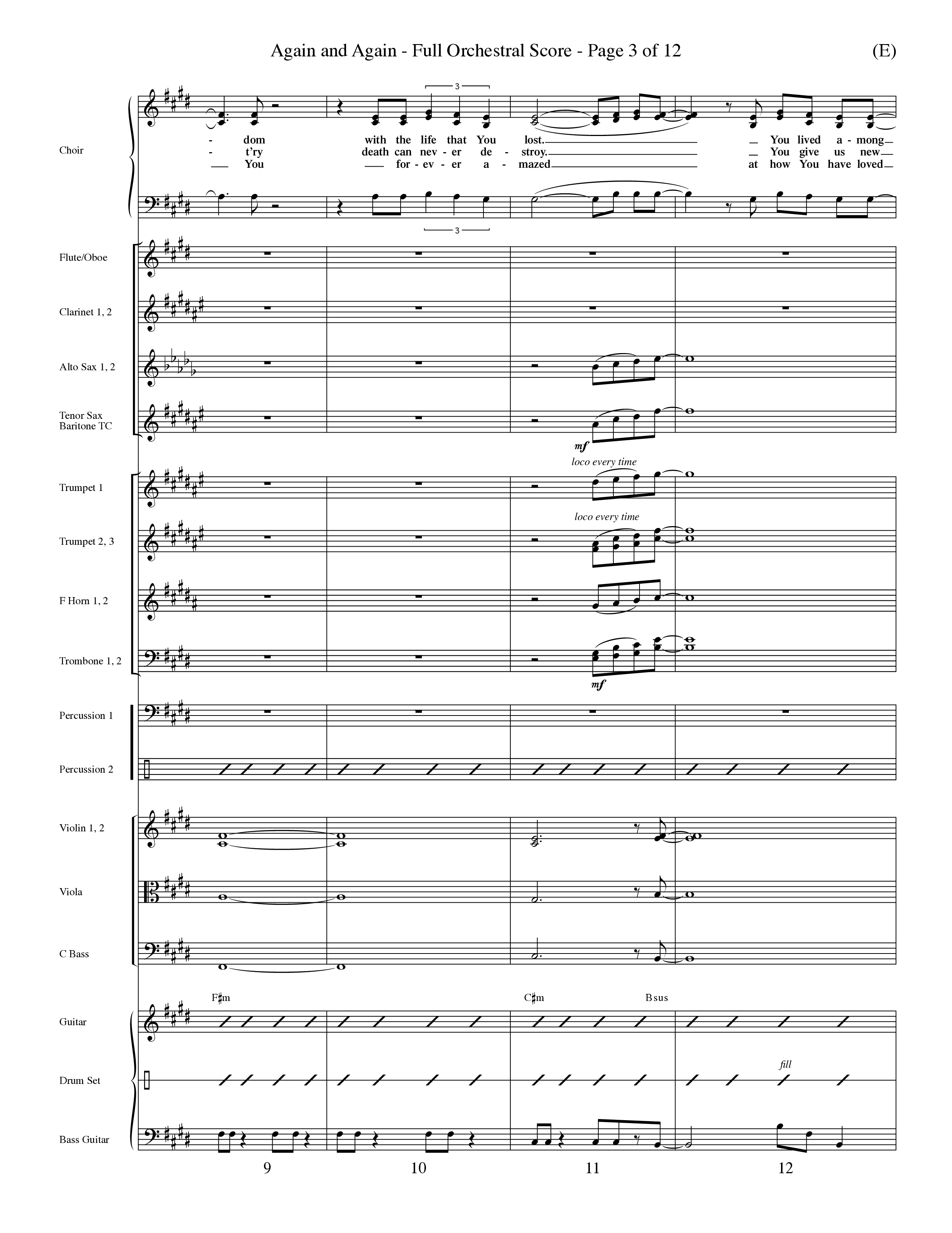 Again And Again (Choral Anthem SATB) Orchestration (Word Music Choral / Orch. Dave Williamson)