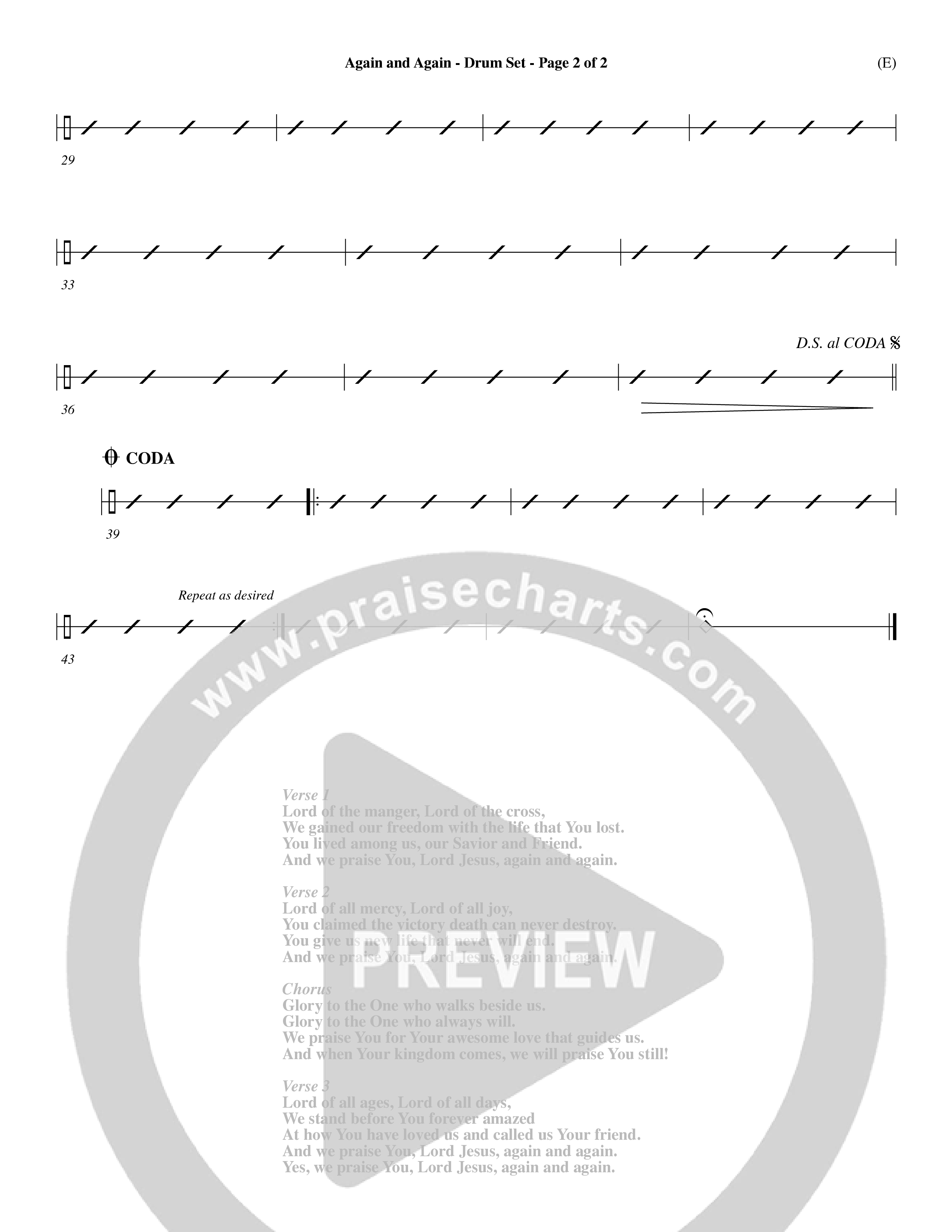 Again And Again (Choral Anthem SATB) Drum Set (Word Music Choral / Orch. Dave Williamson)