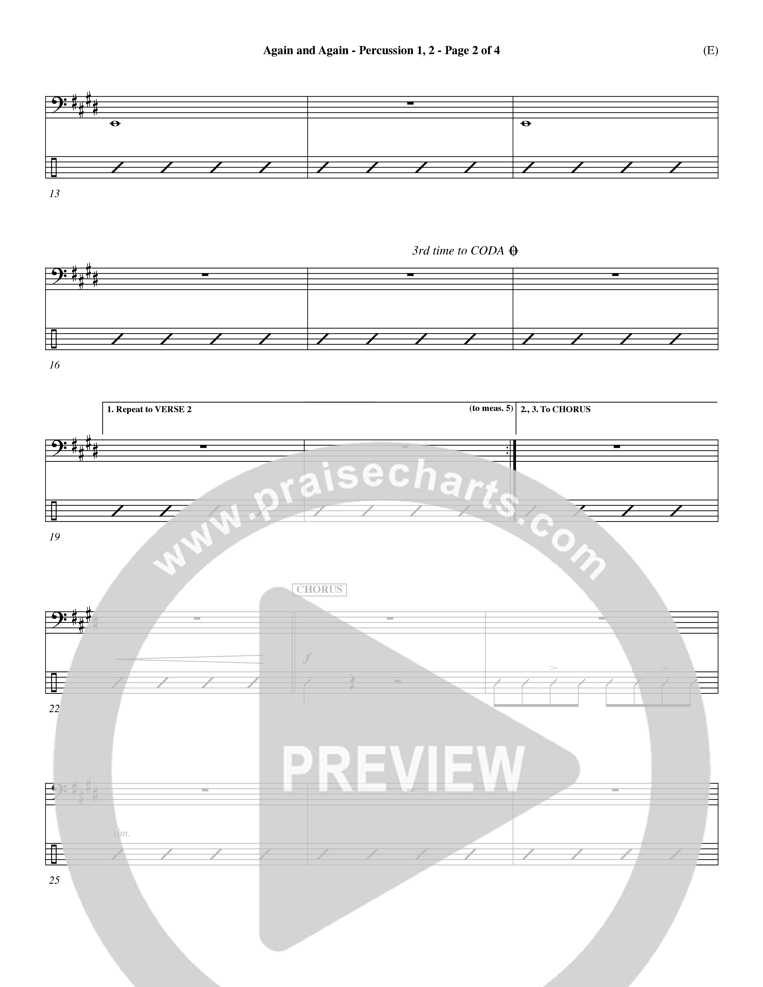 Again And Again (Choral Anthem SATB) Percussion 1/2 (Word Music Choral / Orch. Dave Williamson)
