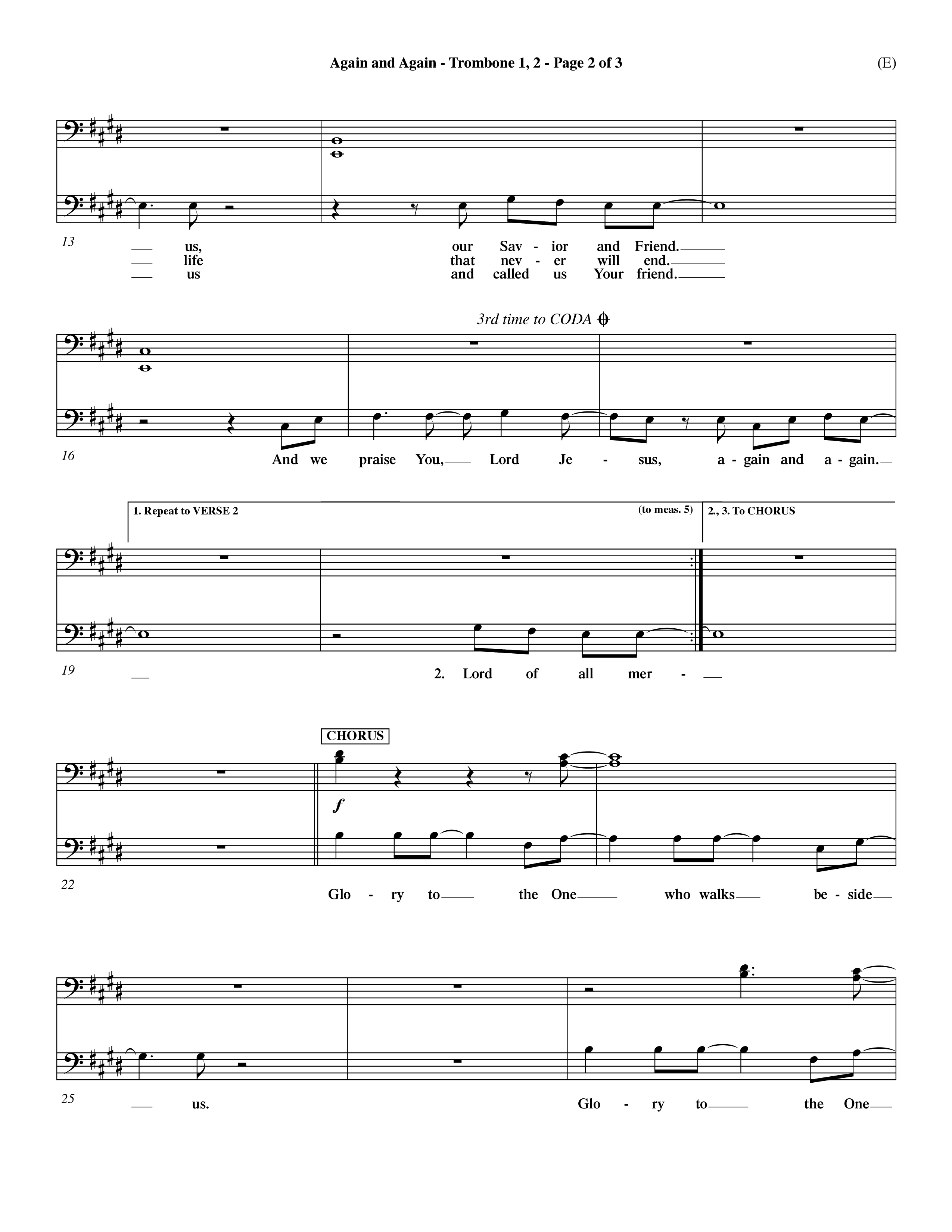 Again And Again (Choral Anthem SATB) Trombone 1/2 (Word Music Choral / Orch. Dave Williamson)