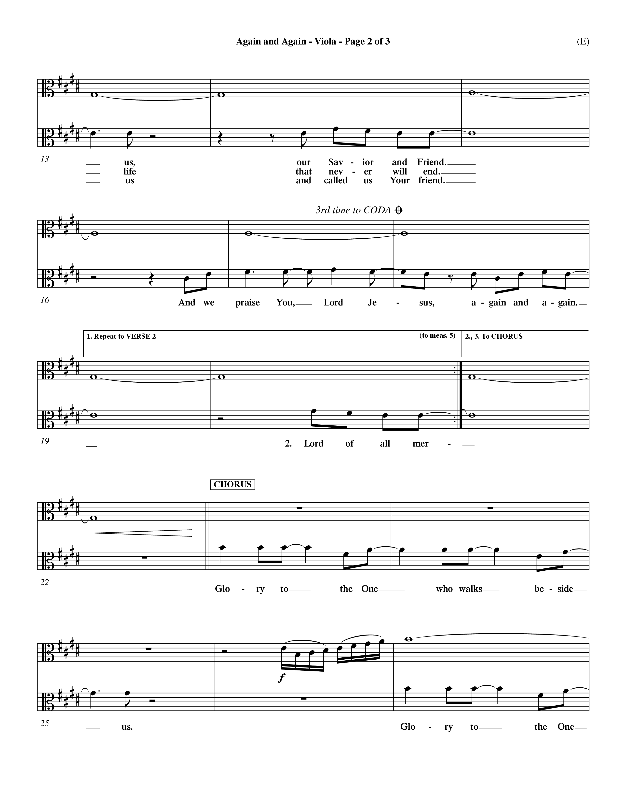 Again And Again (Choral Anthem SATB) Viola (Word Music Choral / Orch. Dave Williamson)