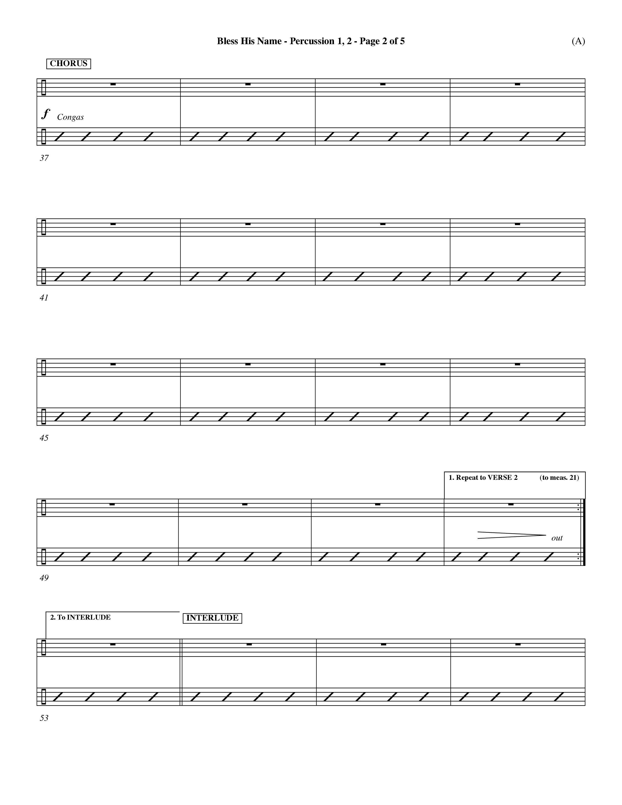 Bless His Name (Choral Anthem SATB) Percussion 1/2 (Word Music Choral / Orch. Dave Williamson)