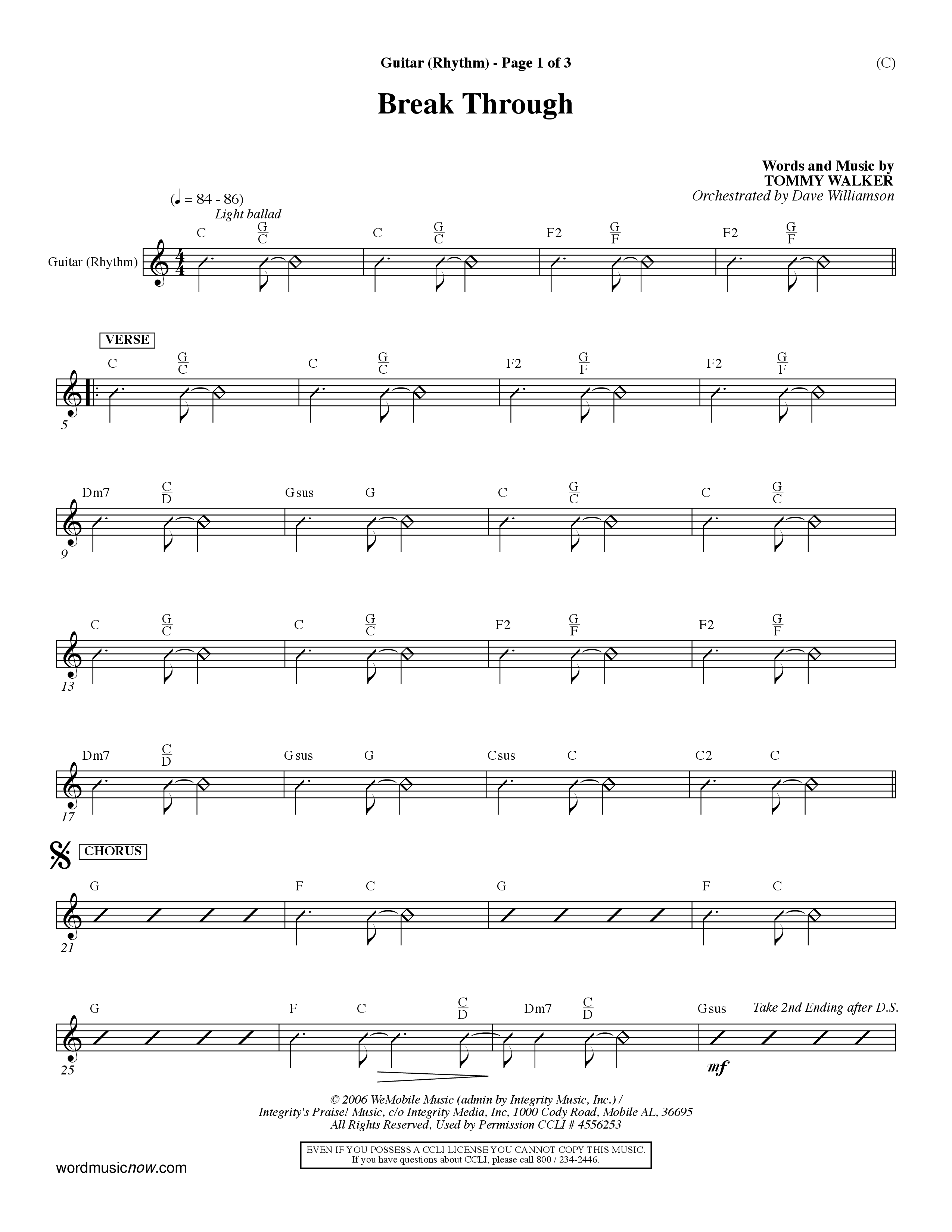 Break Through (Choral Anthem SATB) Acoustic Guitar (Word Music Choral / Orch. Dave Williamson)