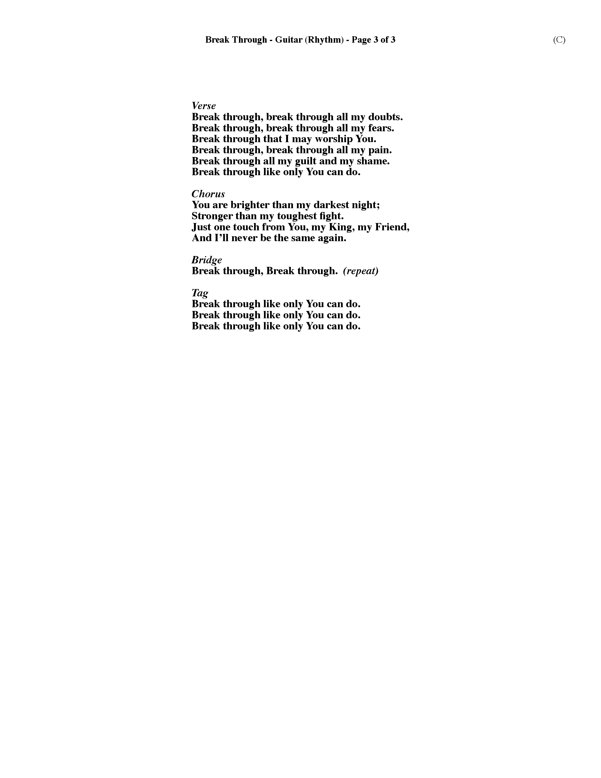 Break Through (Choral Anthem SATB) Acoustic Guitar (Word Music Choral / Orch. Dave Williamson)