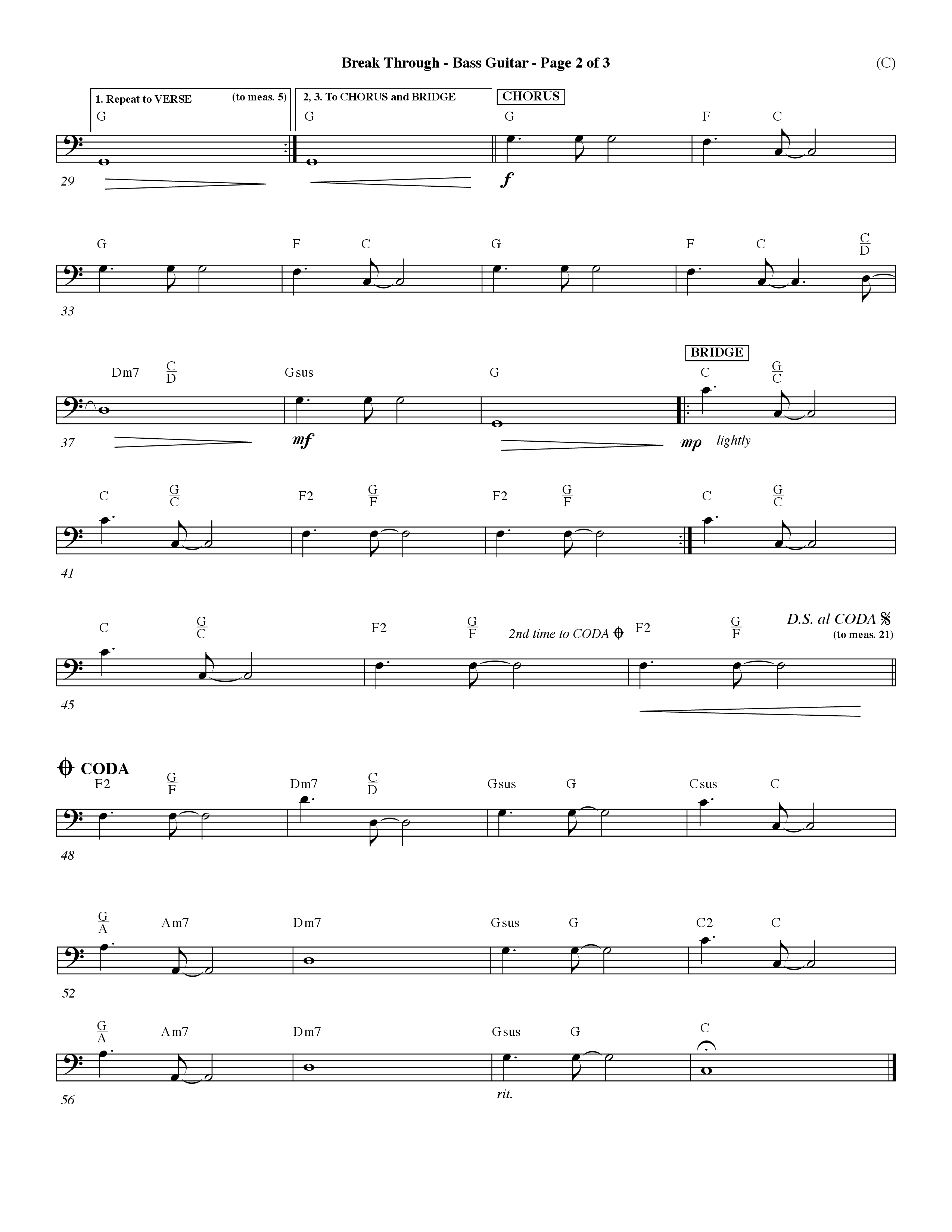 Break Through (Choral Anthem SATB) Bass Guitar (Word Music Choral / Orch. Dave Williamson)