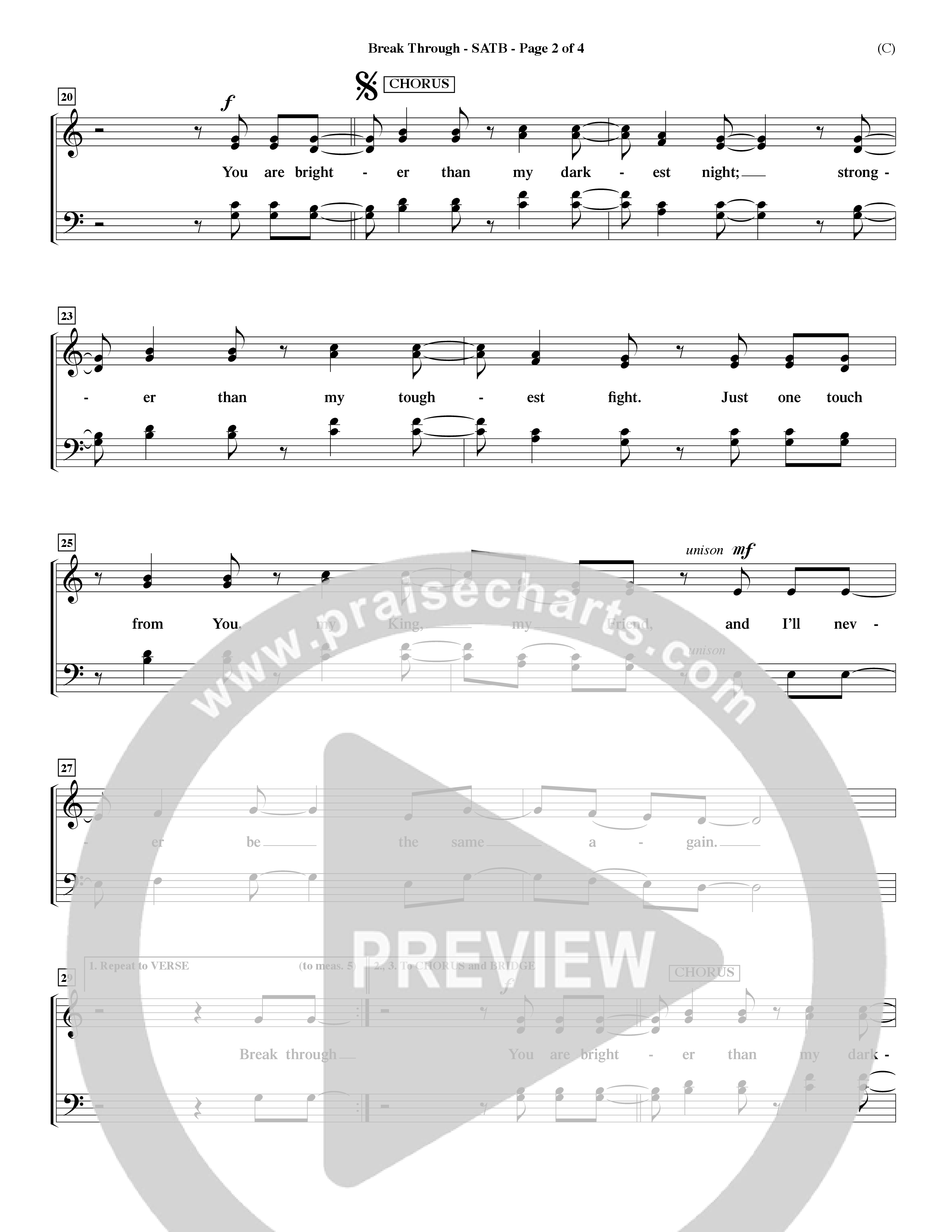 Break Through (Choral Anthem SATB) Choir Sheet (SATB) (Word Music Choral / Orch. Dave Williamson)