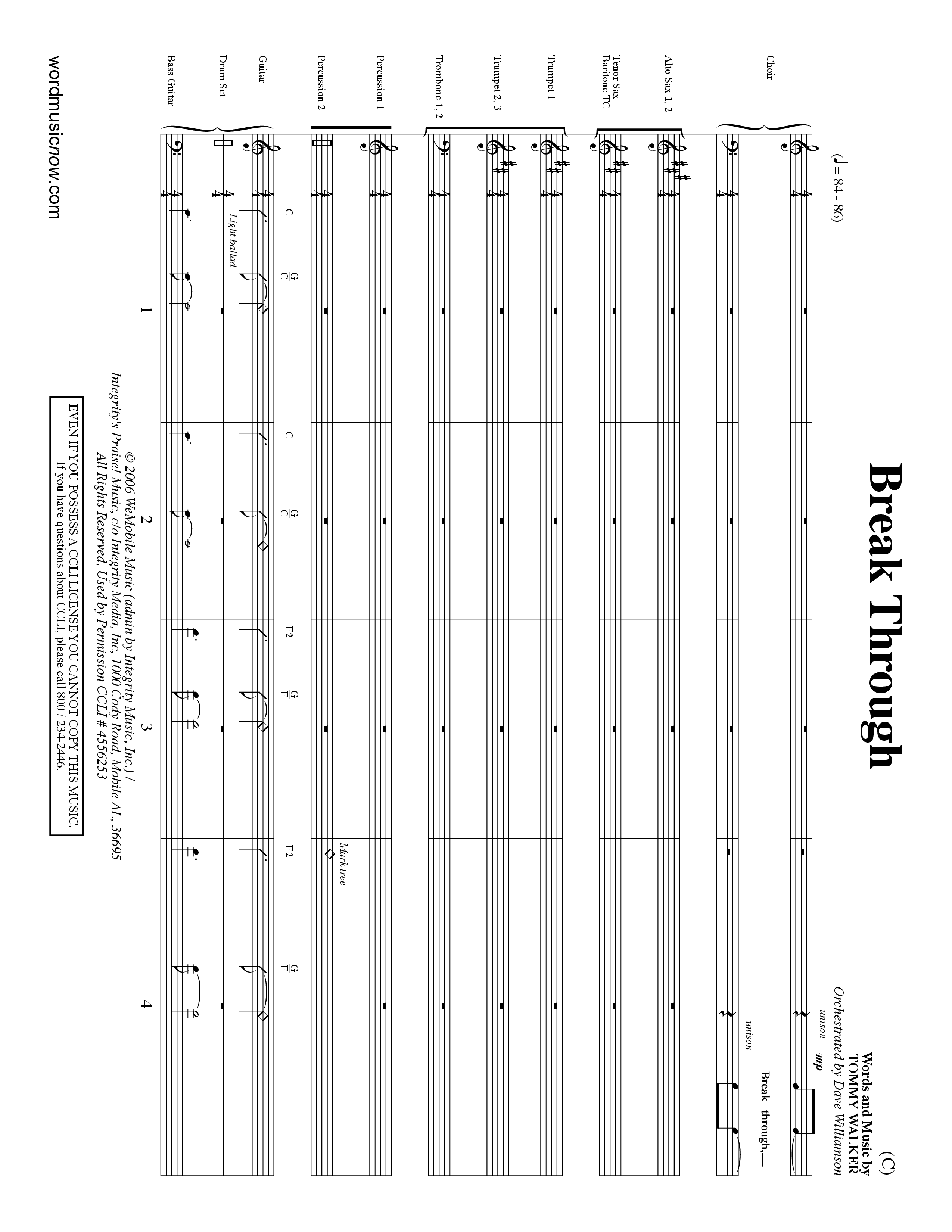 Break Through (Choral Anthem SATB) Conductor's Score (Word Music Choral / Orch. Dave Williamson)