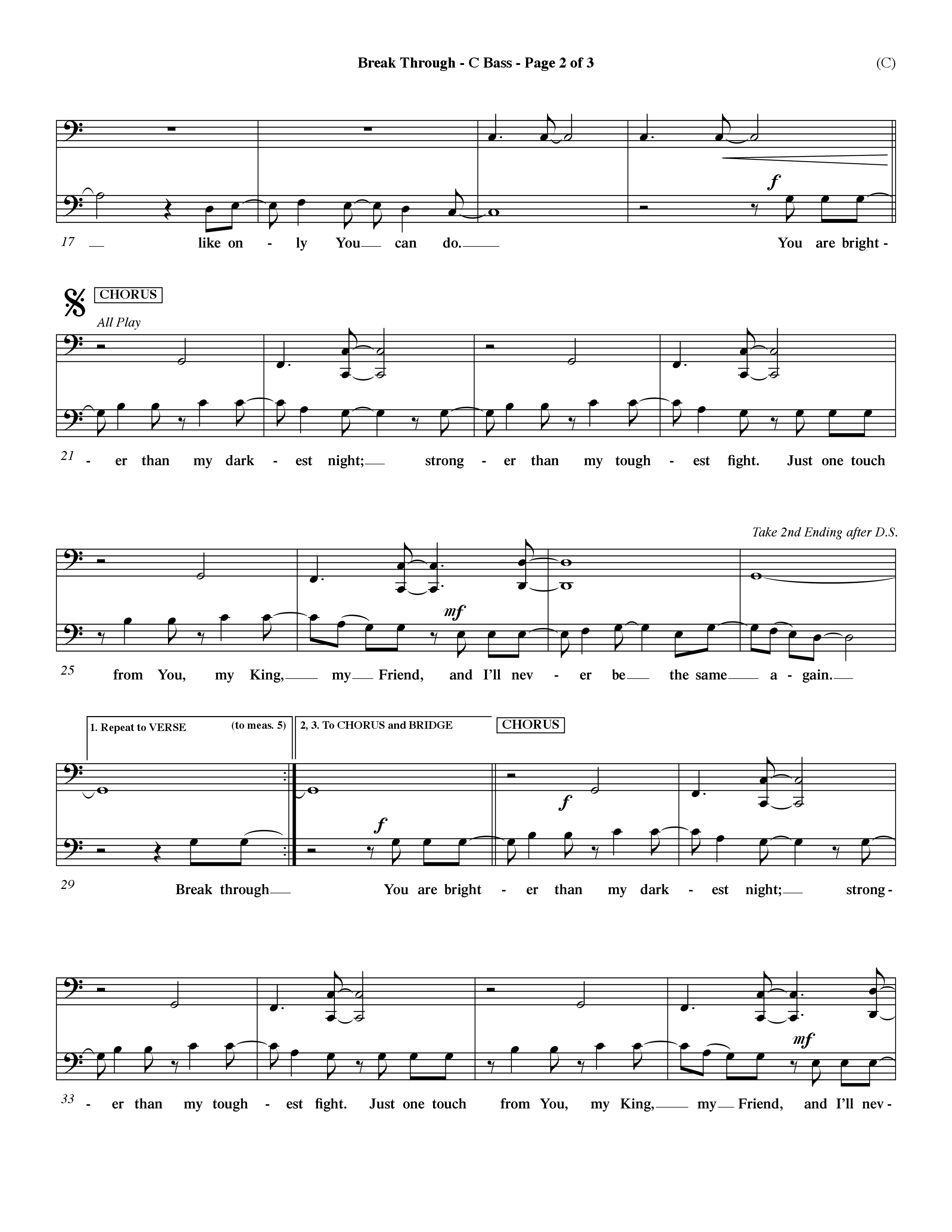 Break Through (Choral Anthem SATB) Contrabass (Word Music Choral / Orch. Dave Williamson)