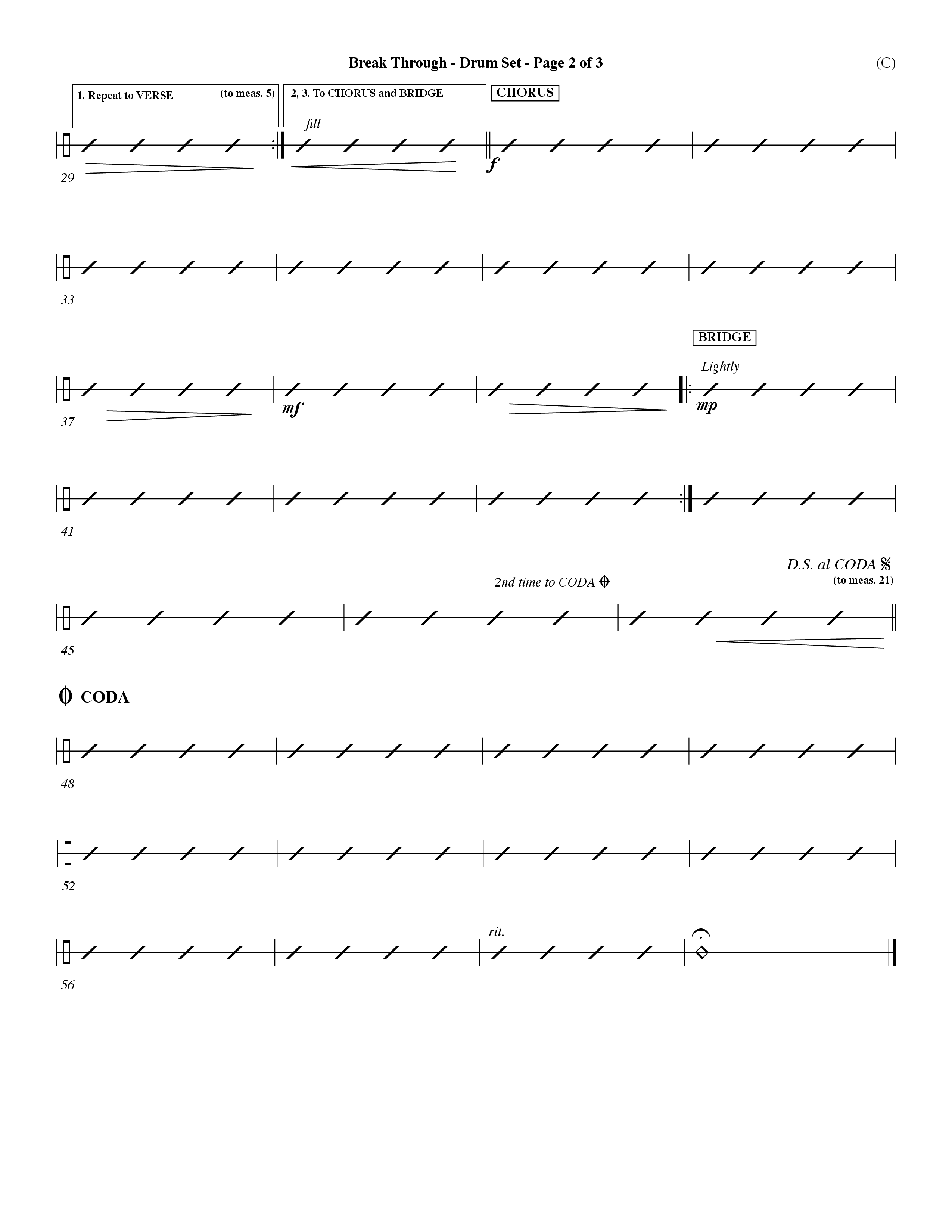 Break Through (Choral Anthem SATB) Drum Set (Word Music Choral / Orch. Dave Williamson)