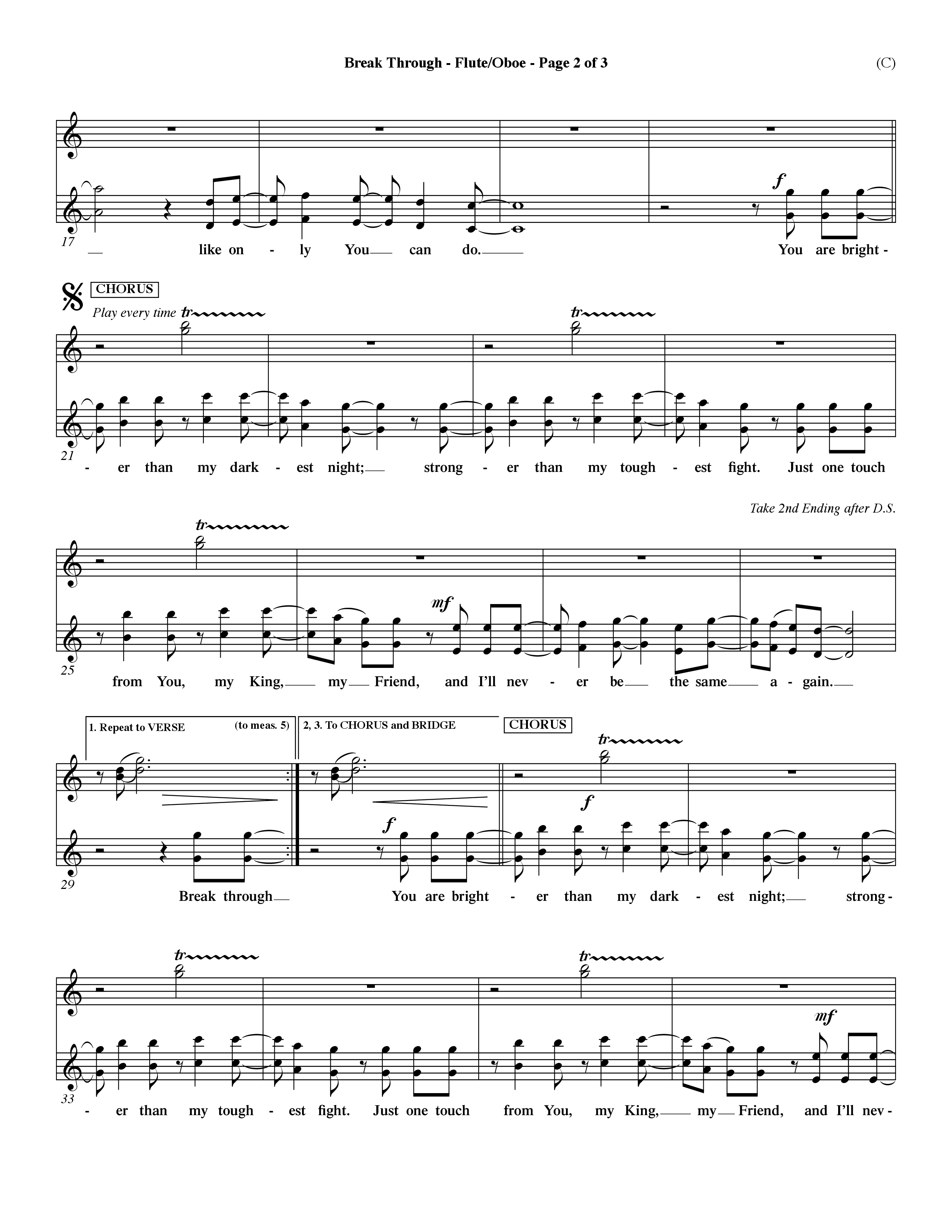 Break Through (Choral Anthem SATB) Flute/Oboe (Word Music Choral / Orch. Dave Williamson)