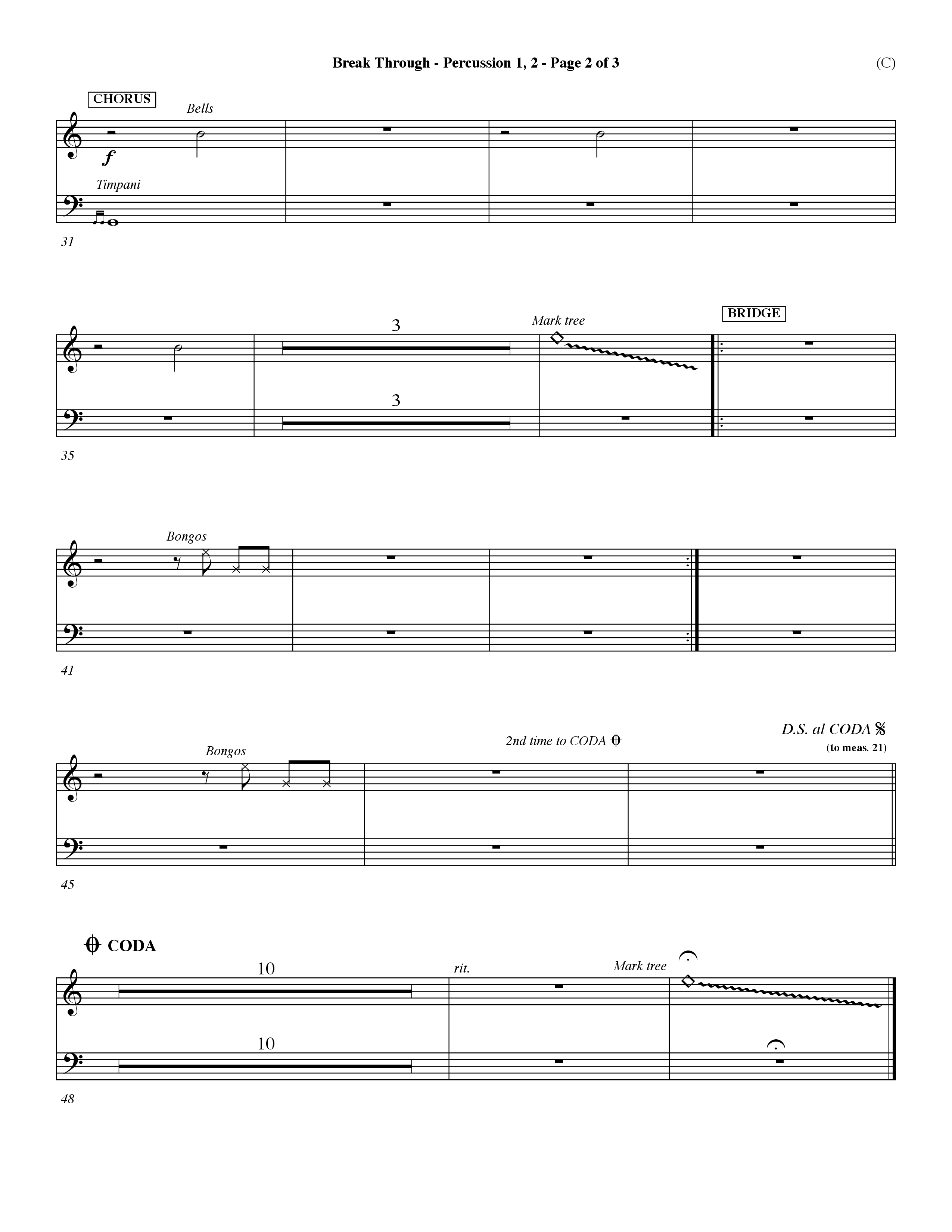 Break Through (Choral Anthem SATB) Percussion 1/2 (Word Music Choral / Orch. Dave Williamson)