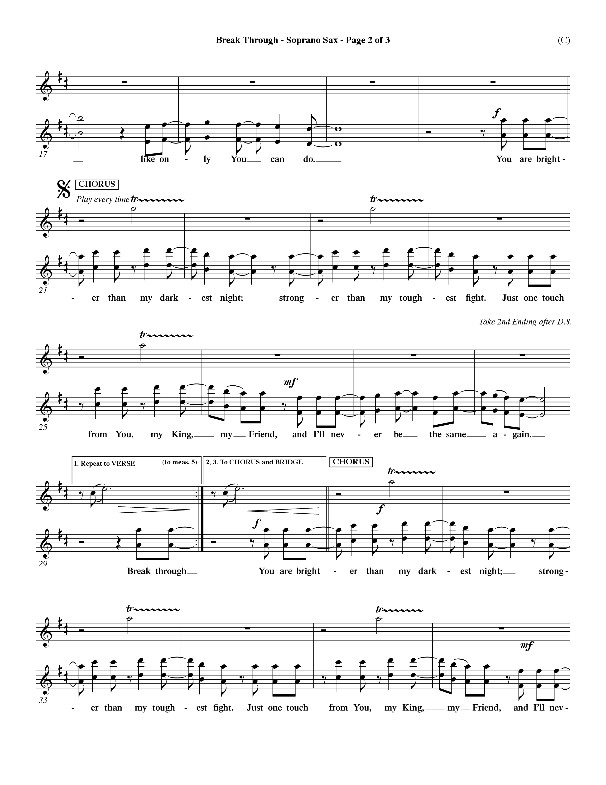 Break Through (Choral Anthem SATB) Saxophone (Word Music Choral / Orch. Dave Williamson)