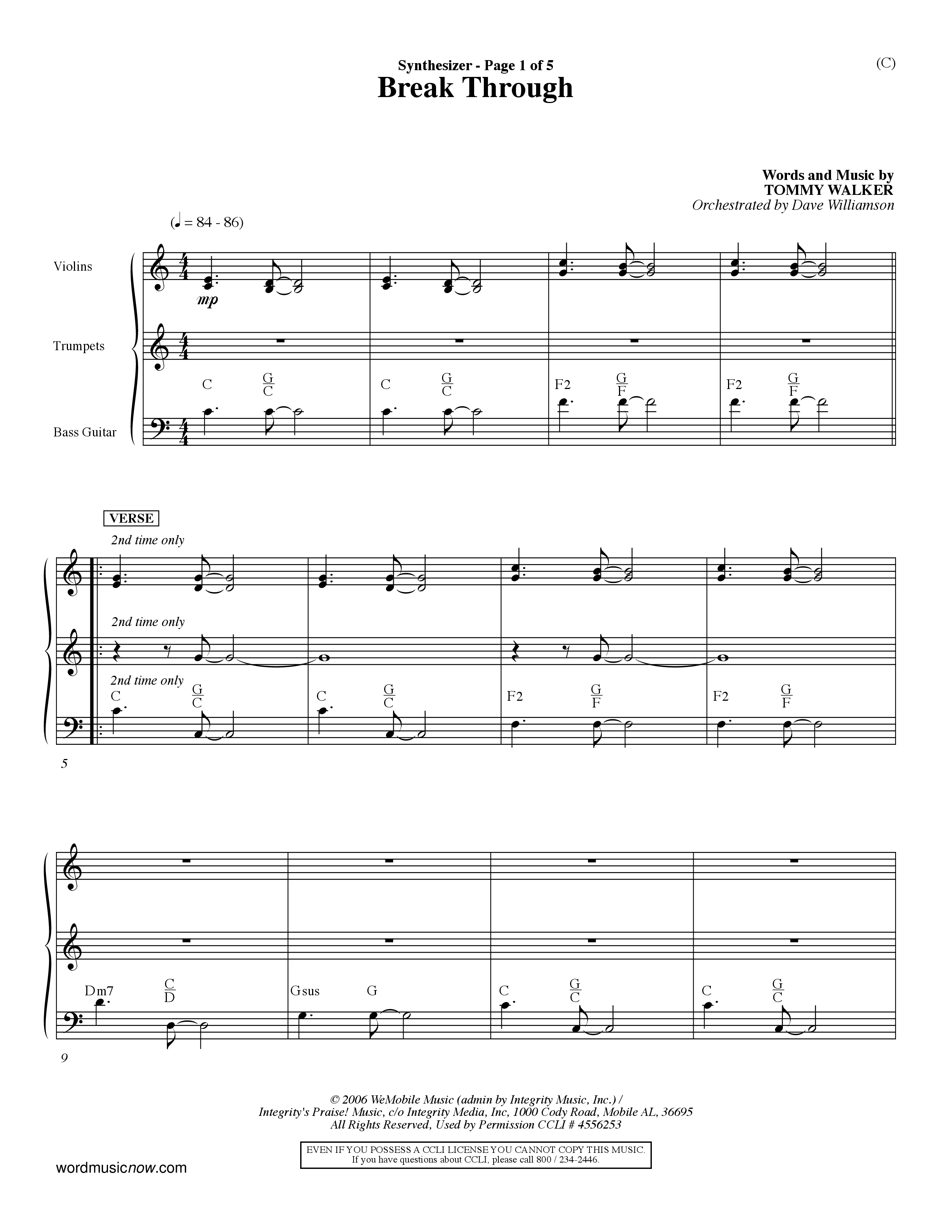 Break Through (Choral Anthem SATB) Synth (Word Music Choral / Orch. Dave Williamson)