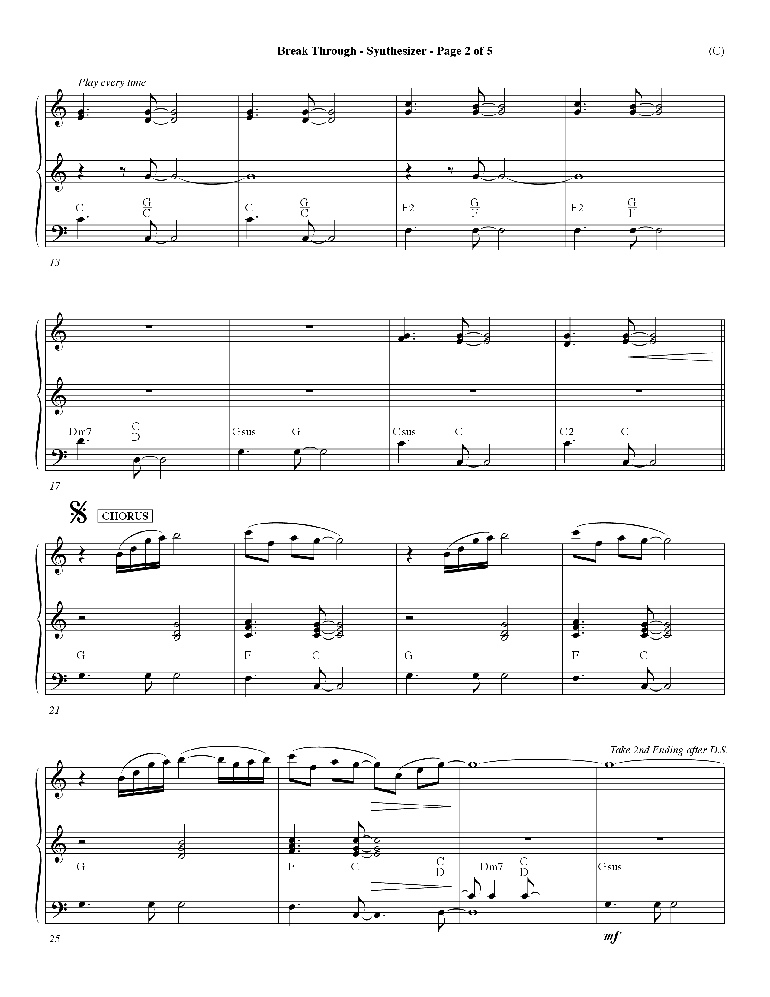 Break Through (Choral Anthem SATB) Synth (Word Music Choral / Orch. Dave Williamson)