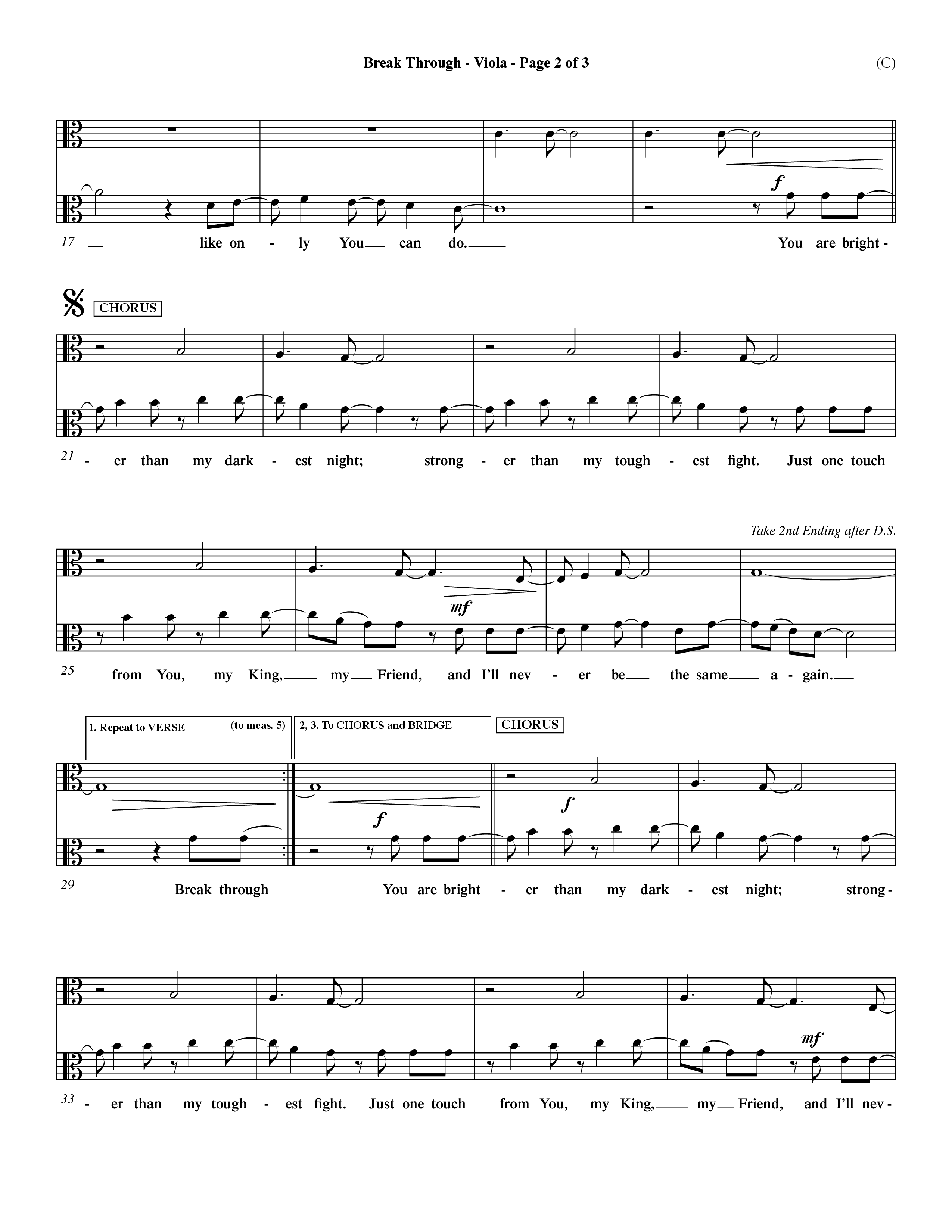 Break Through (Choral Anthem SATB) Viola (Word Music Choral / Orch. Dave Williamson)