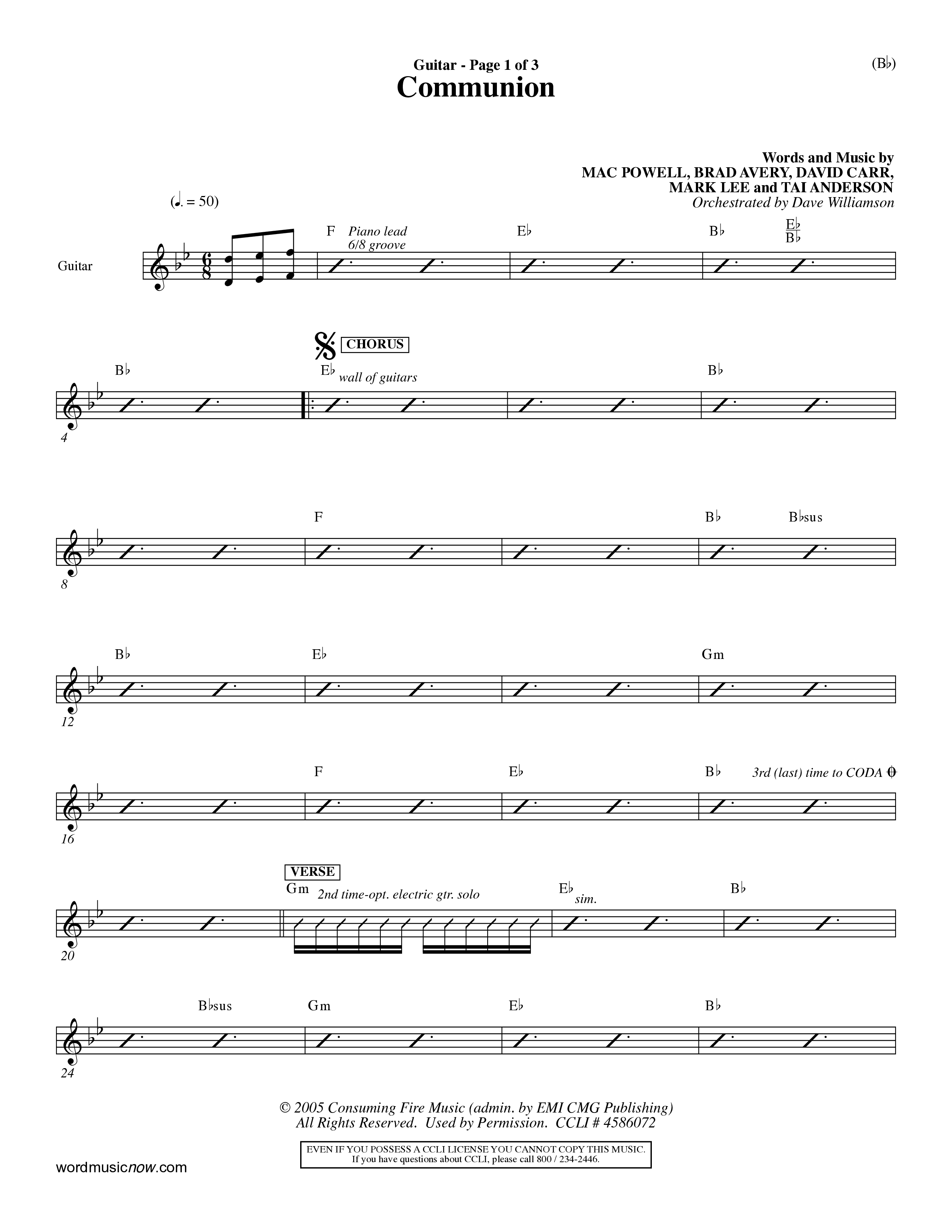 Communion (Choral Anthem) Acoustic Guitar (Word Music Choral / Orch. Dave Williamson)