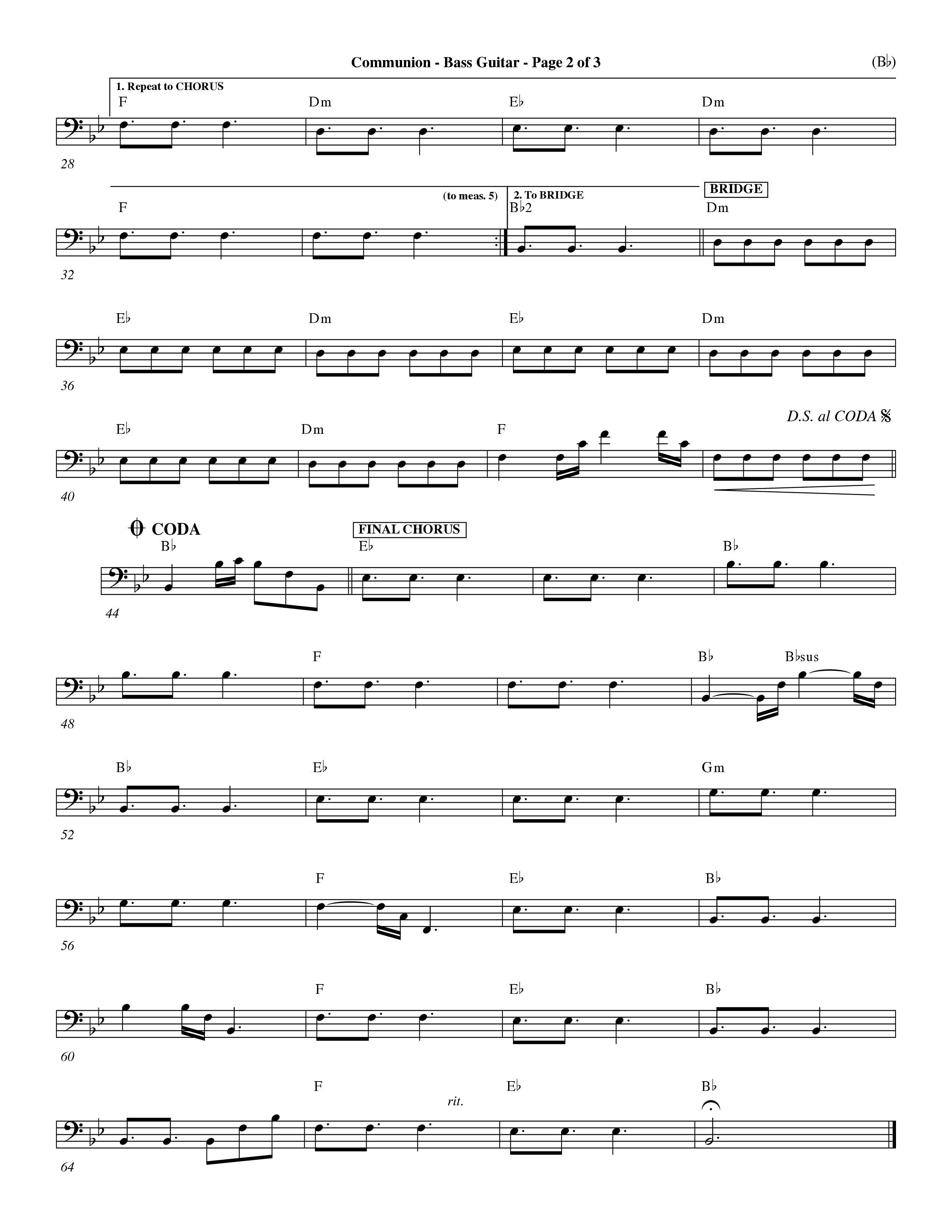 Communion (Choral Anthem) Bass Guitar (Word Music Choral / Orch. Dave Williamson)