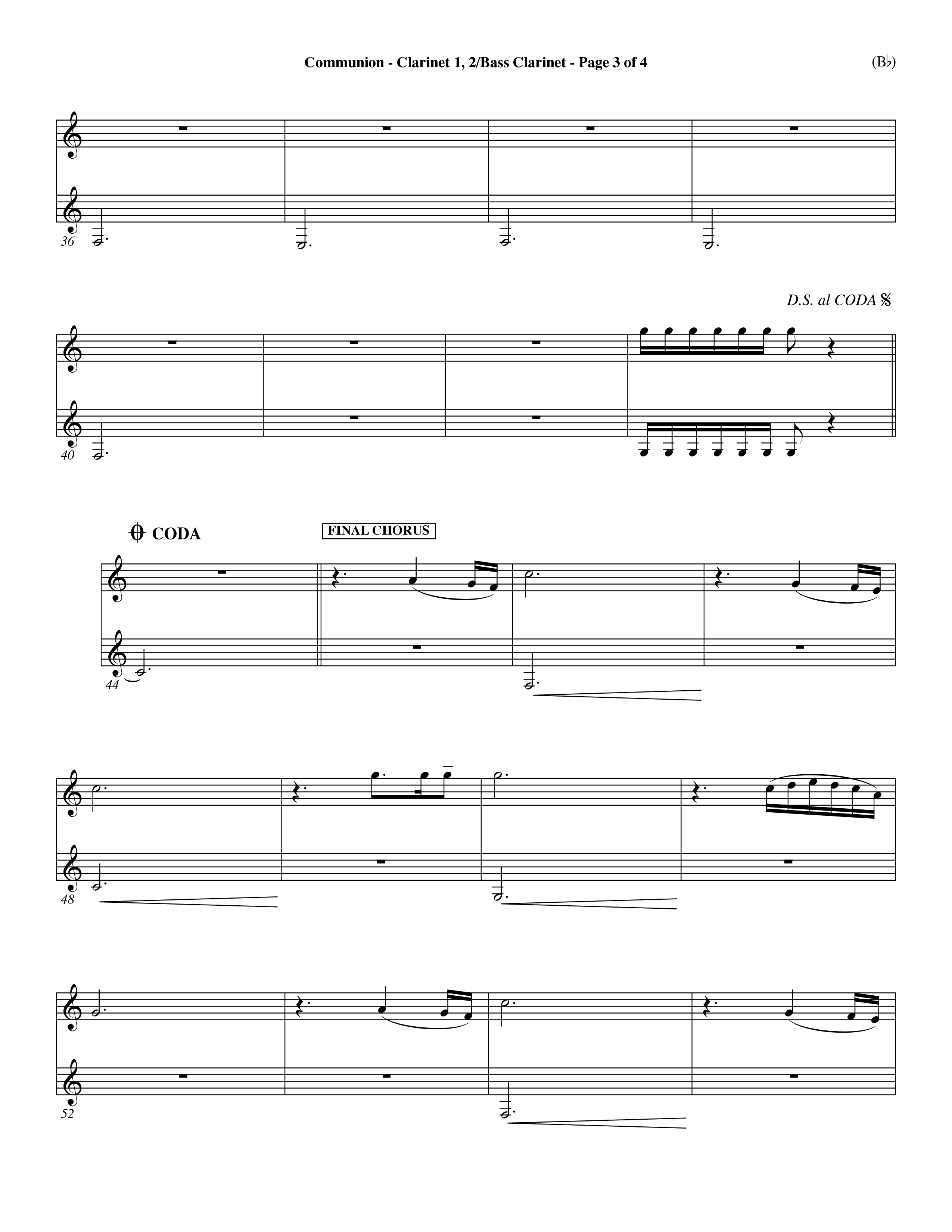 Communion (Choral Anthem) Clarinet 1/2, Bass Clarinet (Word Music Choral / Orch. Dave Williamson)