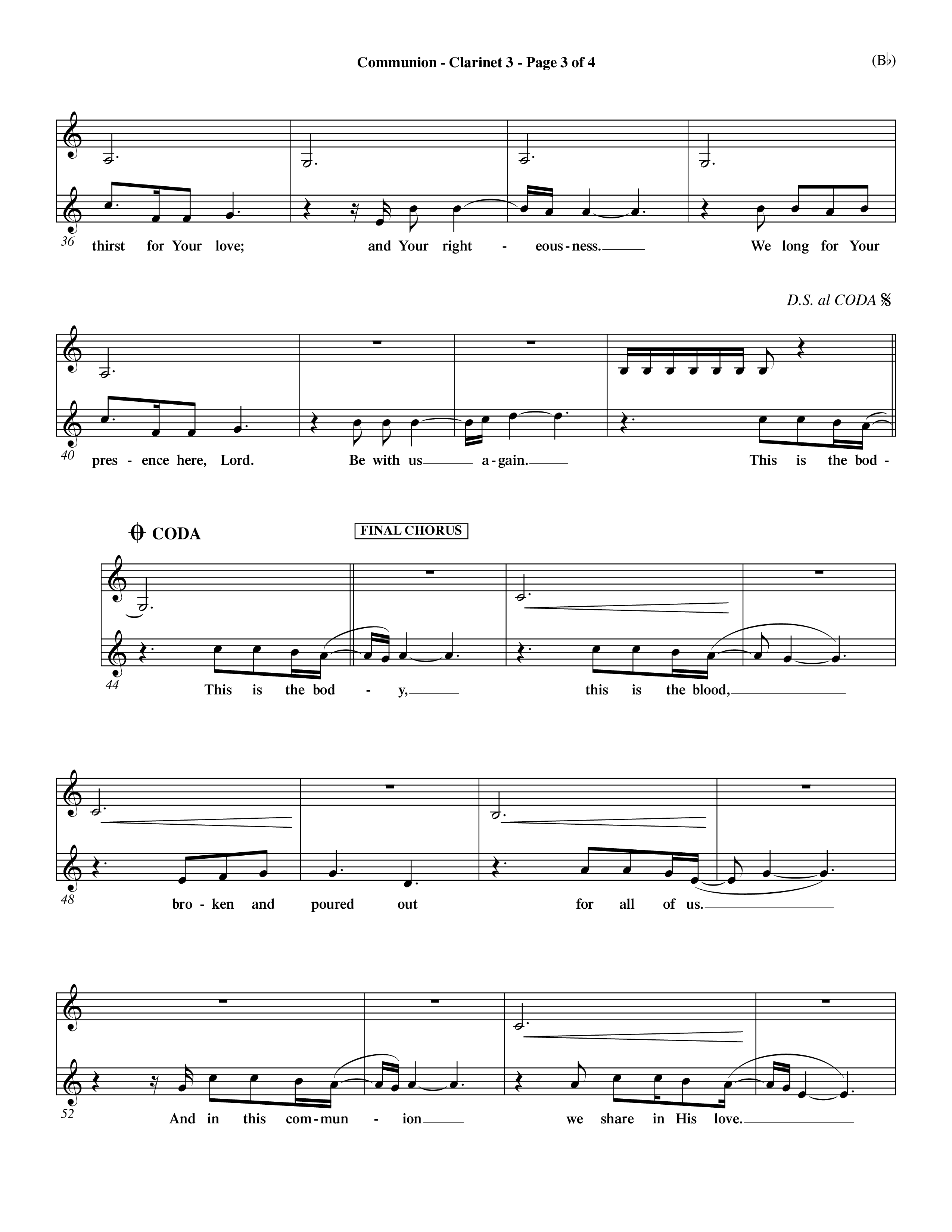 Communion (Choral Anthem) Clarinet 3 (Word Music Choral / Orch. Dave Williamson)