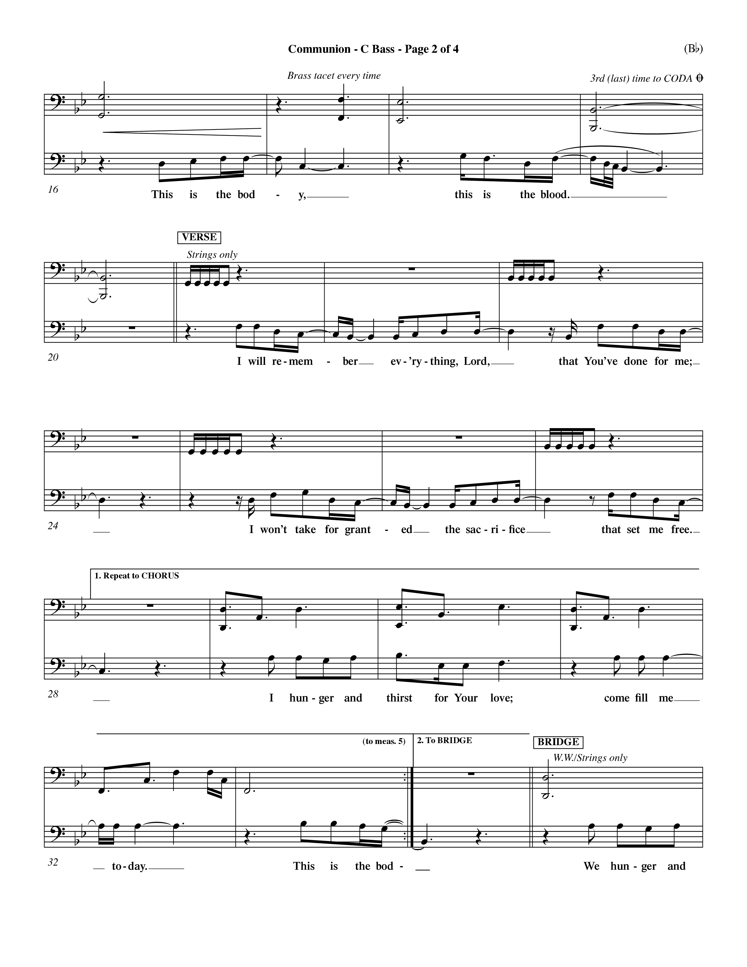 Communion (Choral Anthem) Contrabass (Word Music Choral / Orch. Dave Williamson)